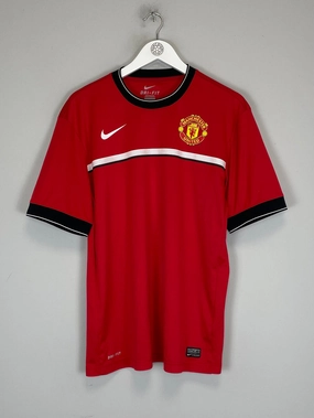 2011/12 MANCHESTER UNITED PRE MATCH SHIRT (L) NIKE Layered Thermal Protection Athletic Performance
