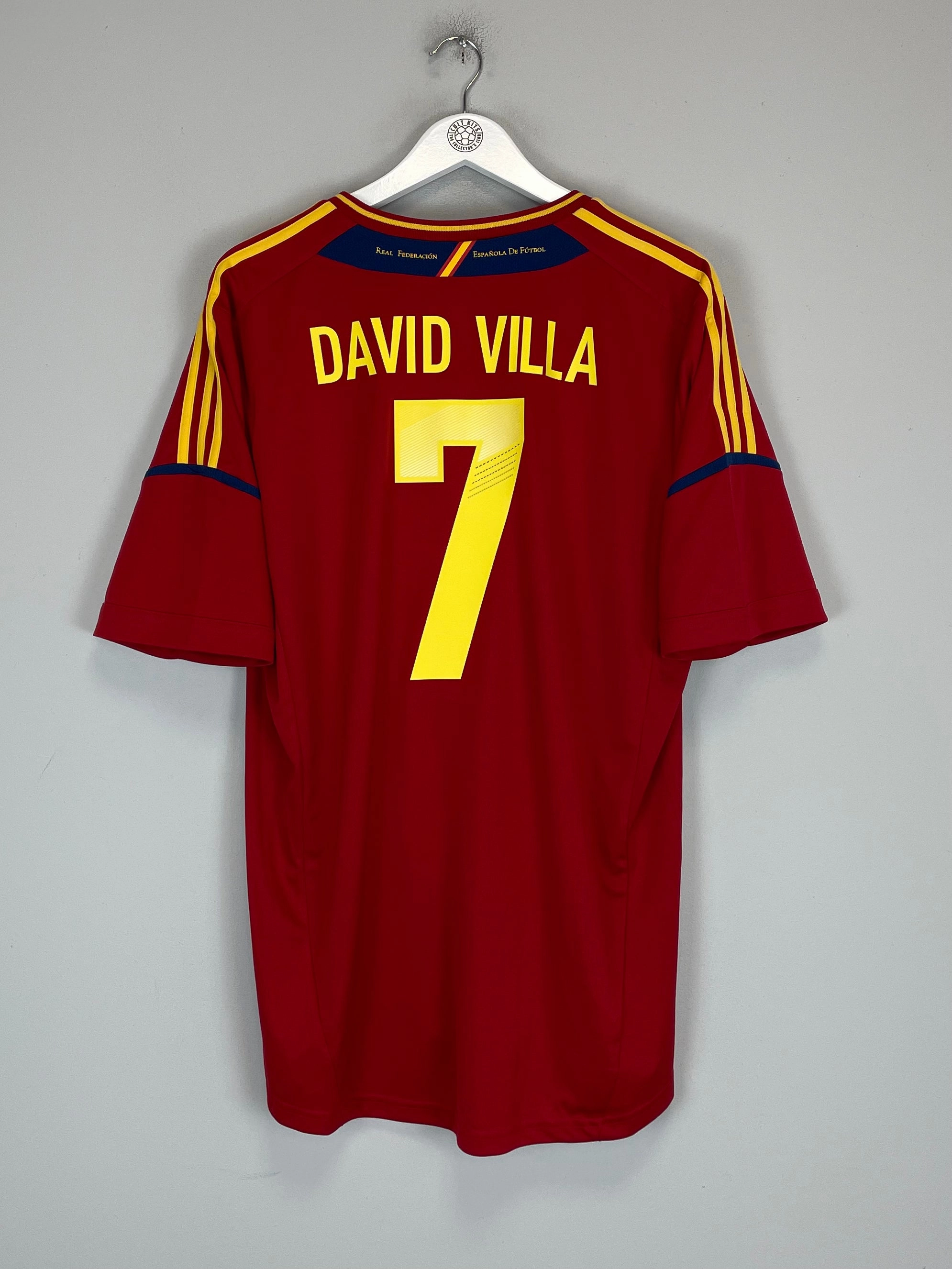 2011/12 SPAIN DAVID VILLA #7 HOME SHIRT (XL) ADIDAS Reinforced Hemlines