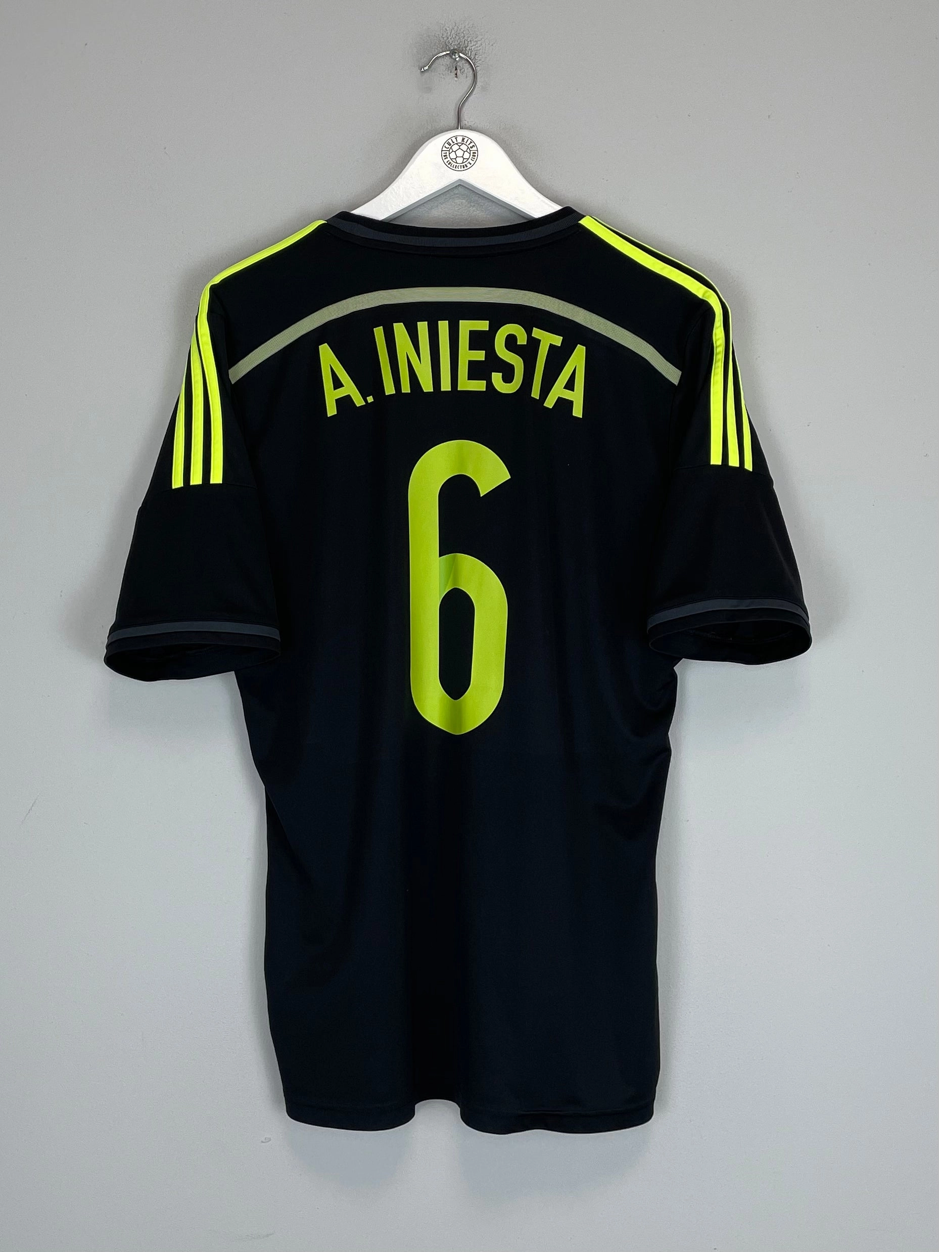 2013/15 SPAIN INIESTA #6 AWAY SHIRT (L) ADIDAS Flexible Shoulder Gusset