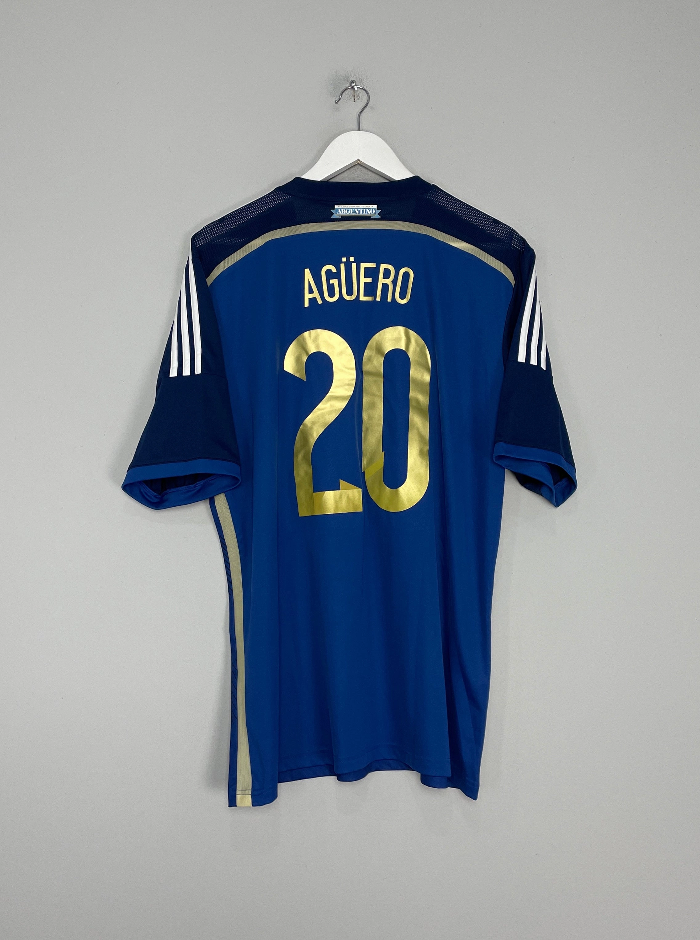2014/15 ARGENTINA AGUERO #20 AWAY SHIRT (XL) ADIDAS Seamless Wear Reliable Fit