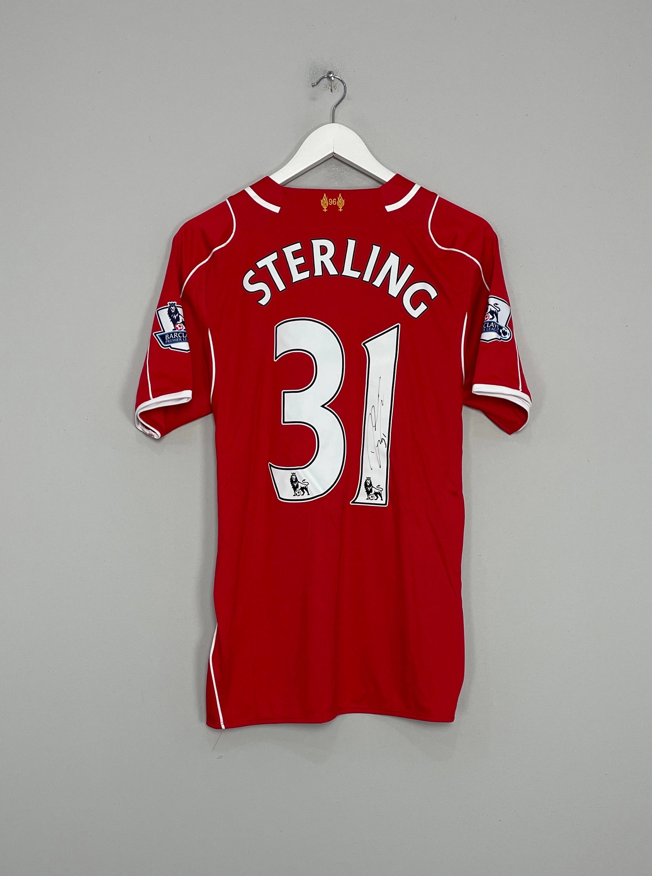 2014/15 LIVERPOOL STERLING #31 *SIGNED* HOME SHIRT (M) WARRIOR Flex Foam Reinforced Sleek Look