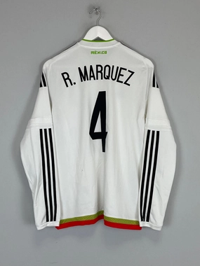 Anti Pilling Fabric Treatment 2014/15 MEXICO R.MARQUEZ #4 L/S AWAY SHIRT (M) ADIDAS