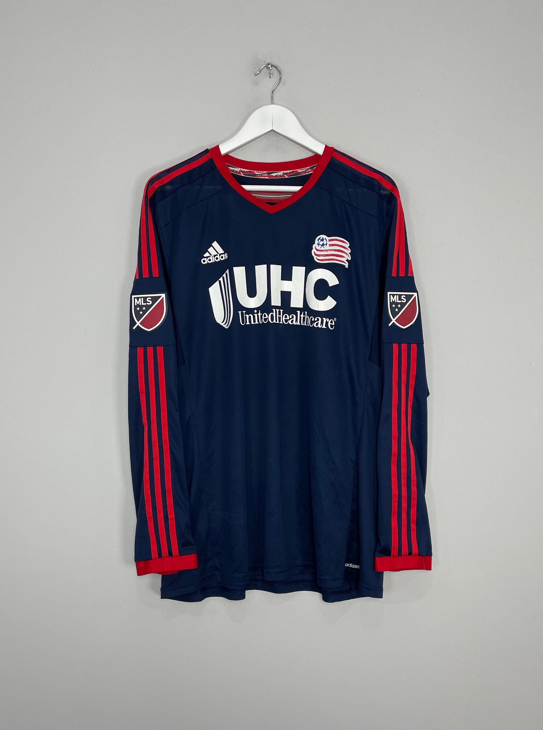 2014/15 NEW ENGLAND REVOLUTION L/S *PLAYER ISSUE* HOME SHIRT (2XL) ADIDAS Quick Release Moisture Transfer