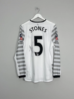 Dry Support Ultra lightweight 2015/16 EVERTON STONES #5 *MATCH ISSUE   SIGNED* L/S CUP AWAY SHIRT (M) UMBRO
