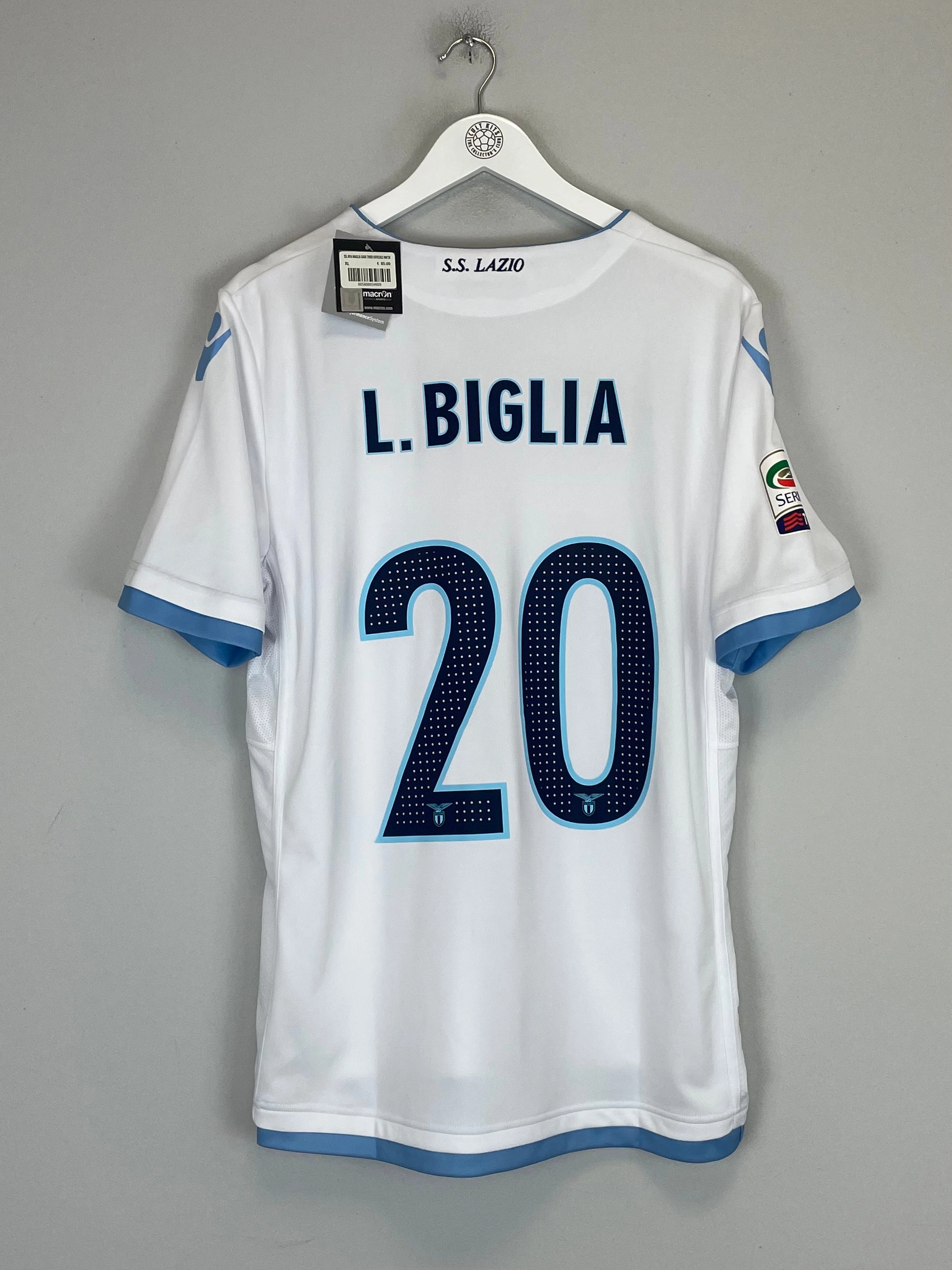 Reflective Detailing All Day Fit 2016/17 LAZIO BIGLIA #20 *BNWT* THIRD SHIRT (XL) MACRON