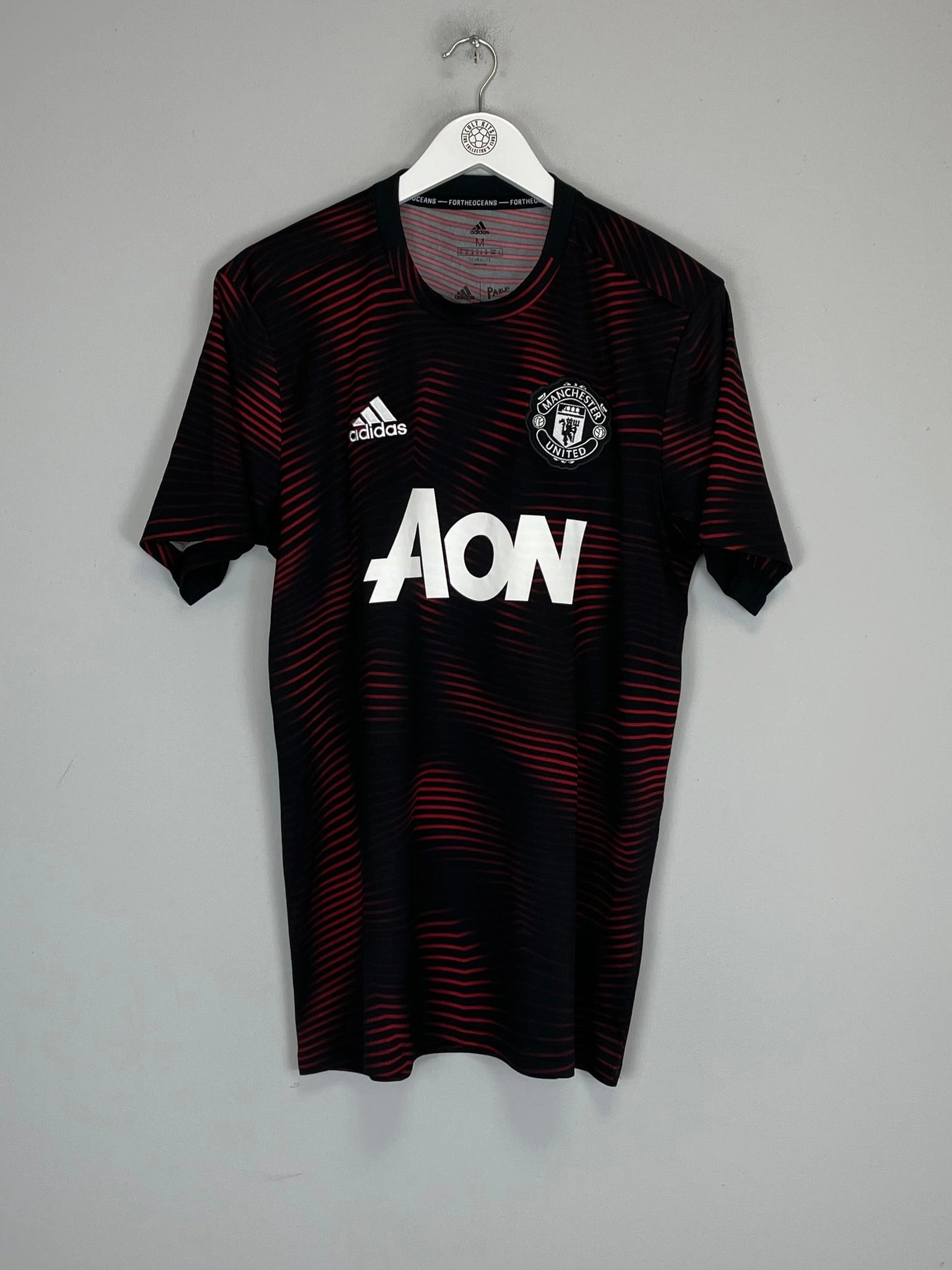 2018/19 MANCHESTER UNITED PRE MATCH SHIRT (M) ADIDAS Recycled Material Blend Compression Support Panels
