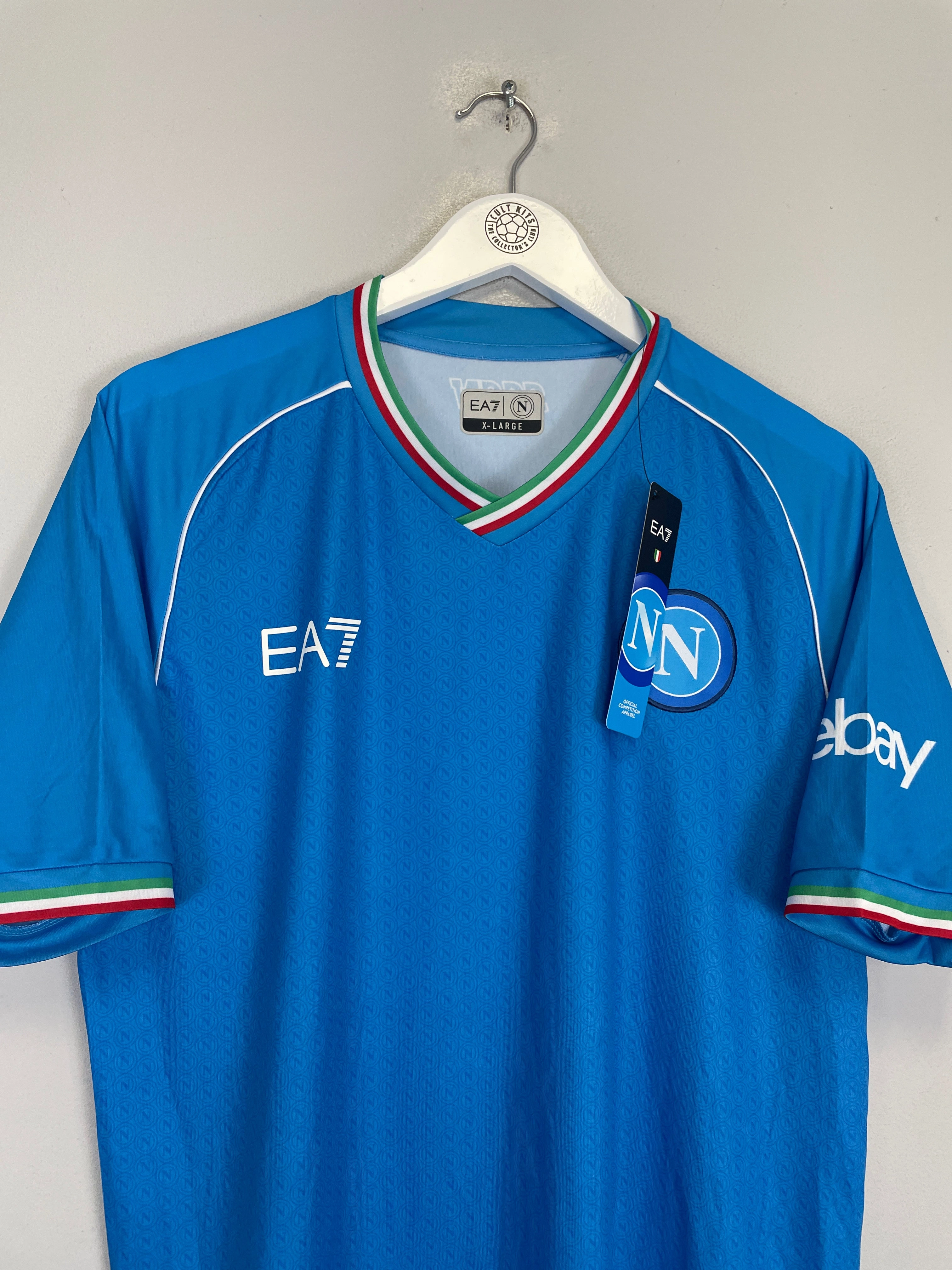 2022/23 Napoli *BNWT* Sponsorless Home Shirt (Multiple Sizes) EA7 Layered Panel Design