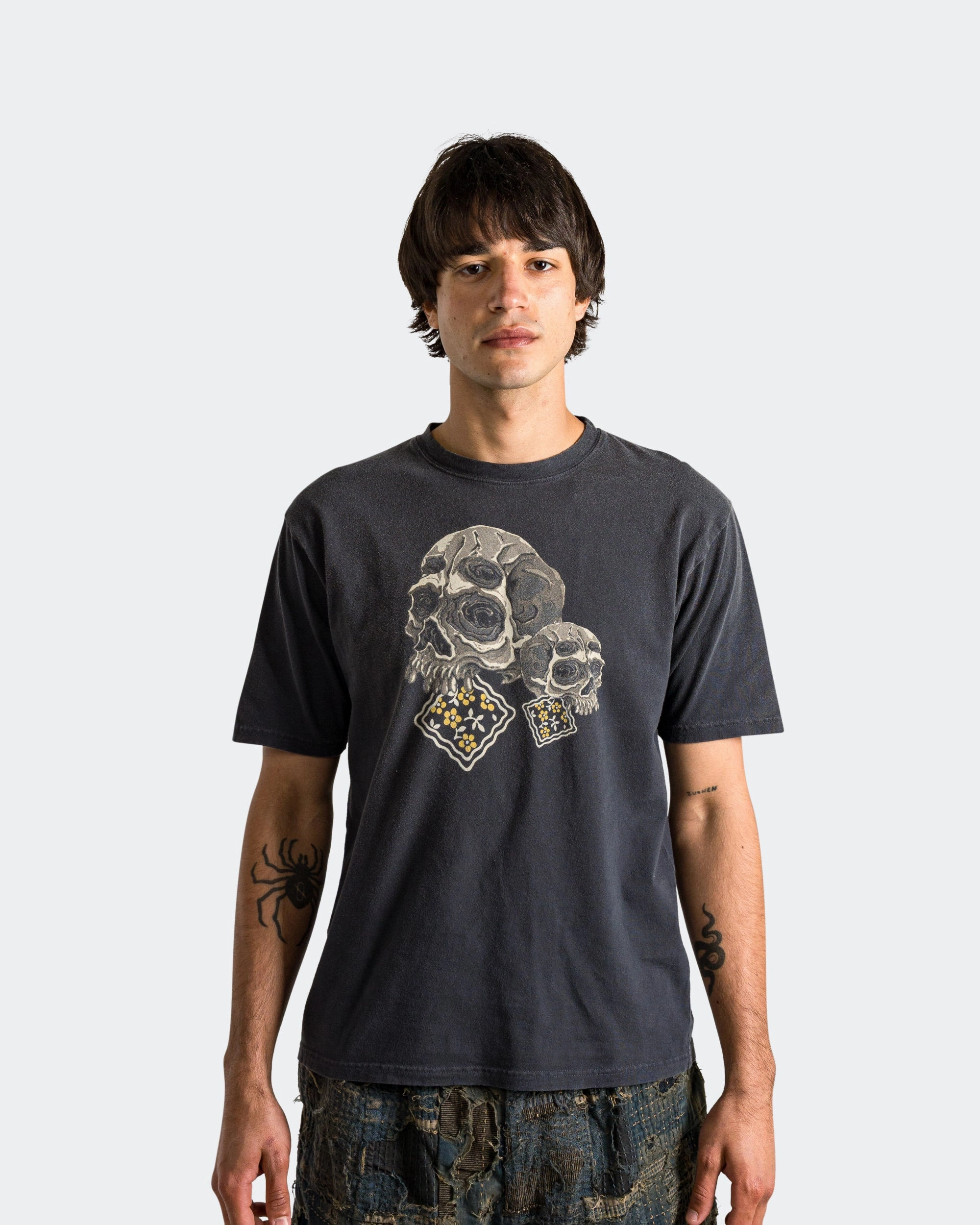 Casual Outfit Versatile Apparel 20/-Jersey Crew T PECKISH Rain Skull - Black