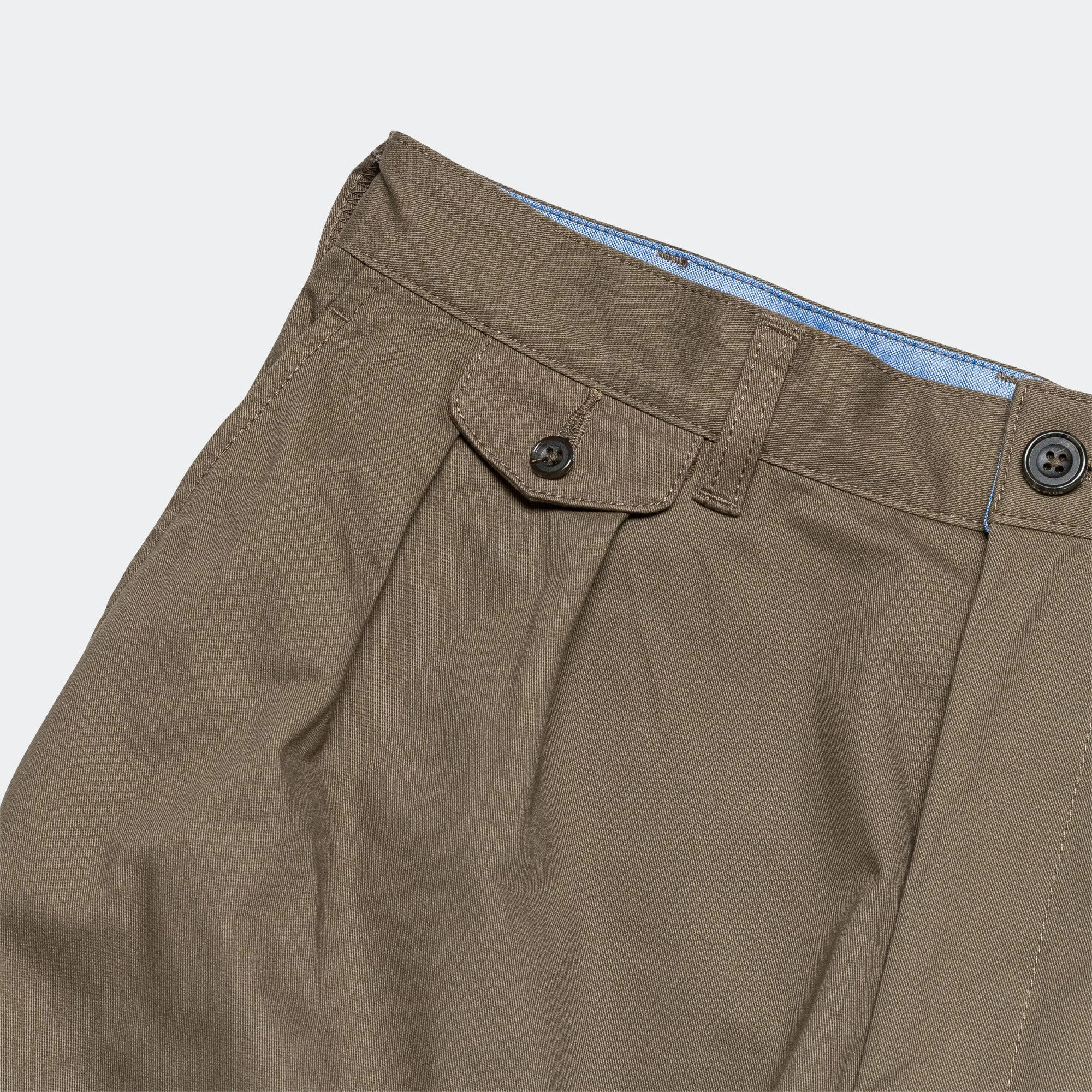 Fashionable Waist Basic Style 2 Pleats Trousers Twill - Olive