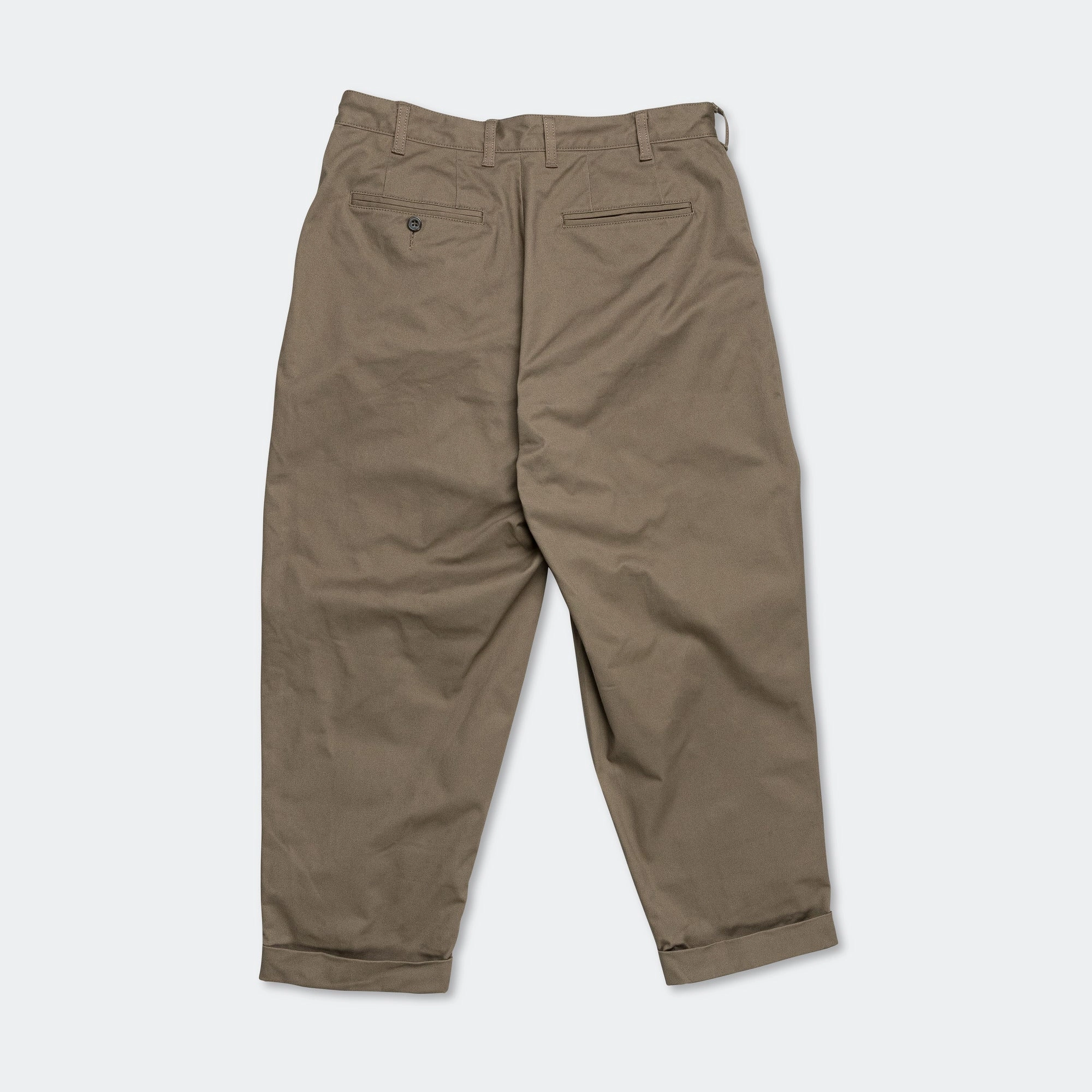 Durable Twill SeamlessPockets 2 Pleats Trousers Twill - Olive