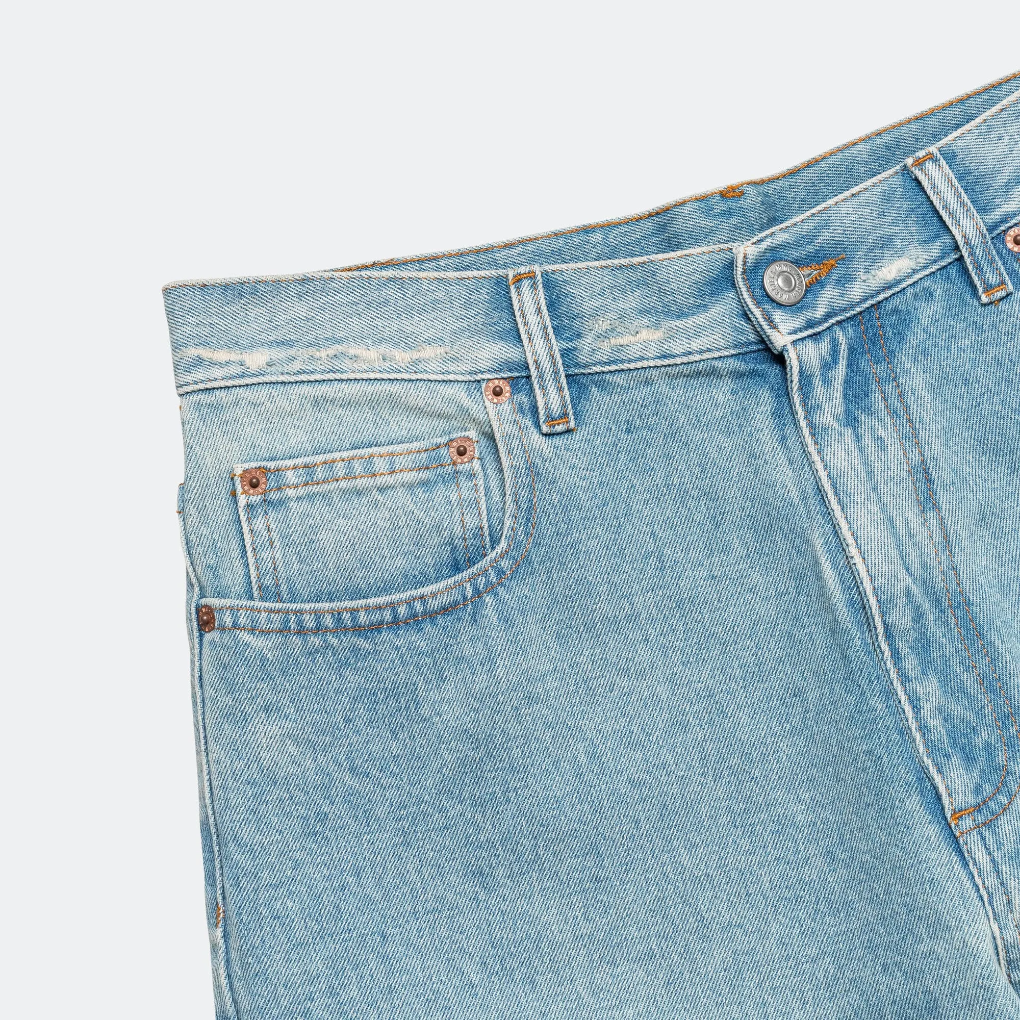 5 Pocket Denim Trousers - Light Blue Travel Ease Wardrobe Fit