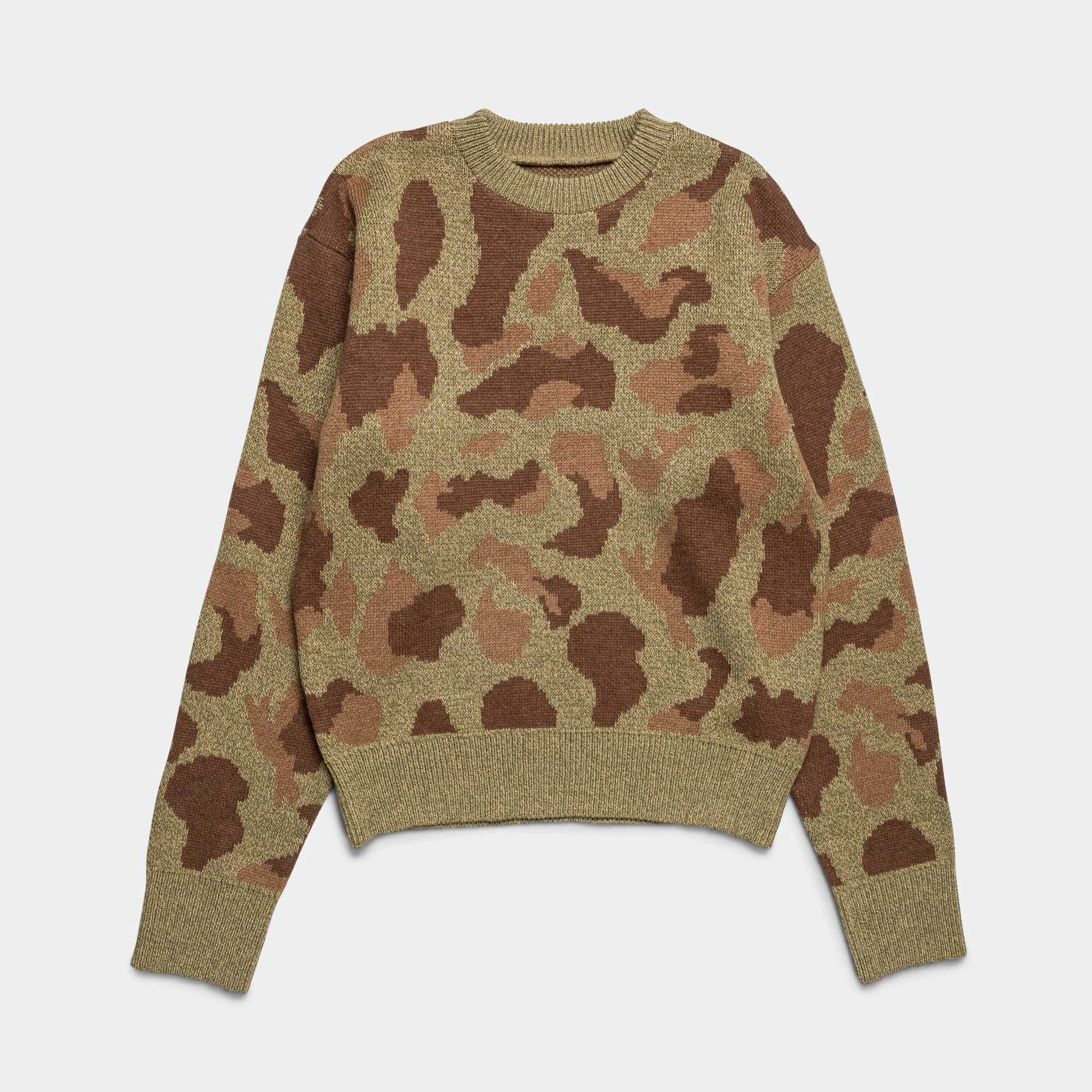 5G Camo Knit Vintage Crew Sweater - Khaki MoistureWicking Everyday Pair