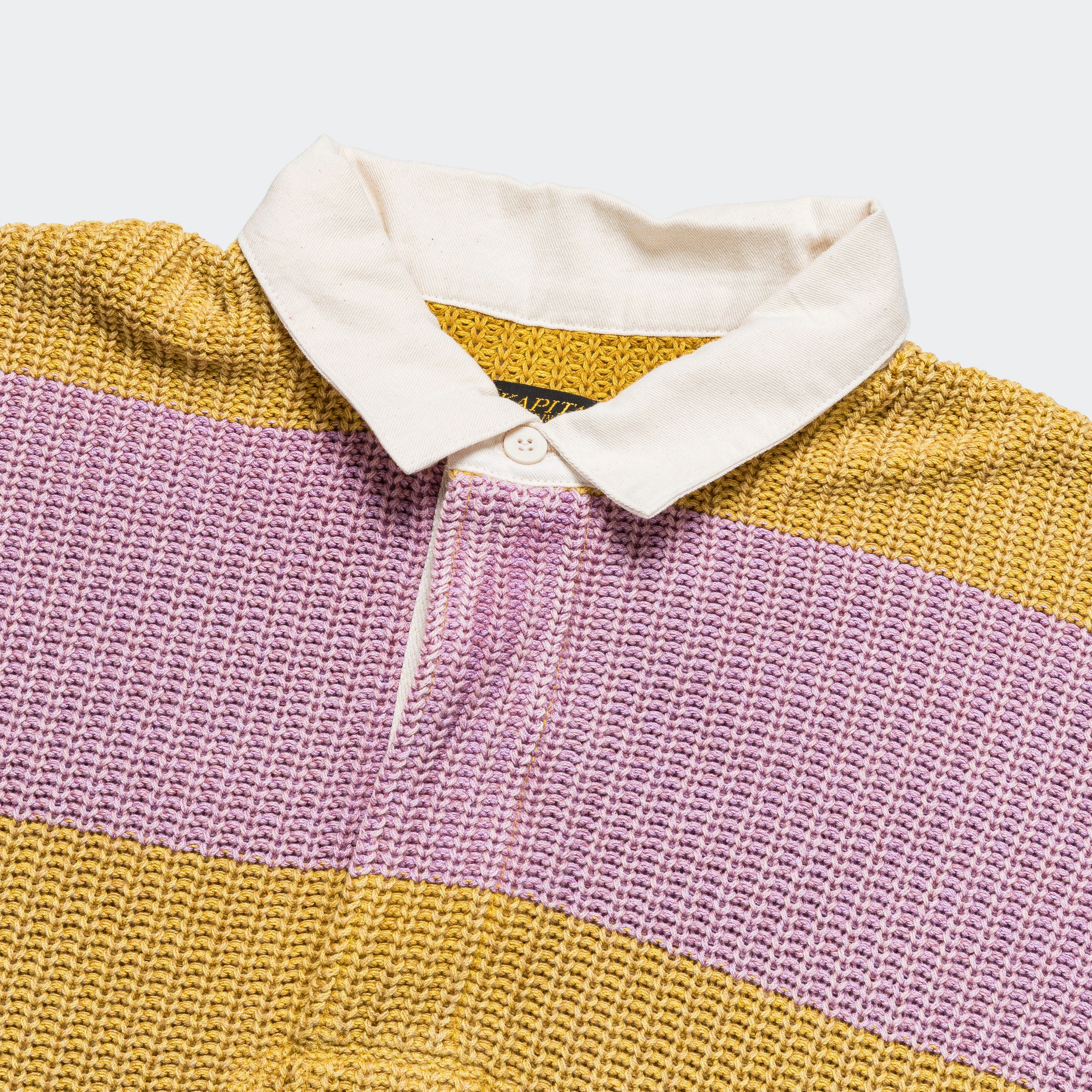 Fashion staples 5G Cotton Knit RUGGER Shirt - Yellow/Pink