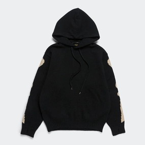 Comfy Streetwear Sporty Look 5G Wool BONE Hood Sweater - Black