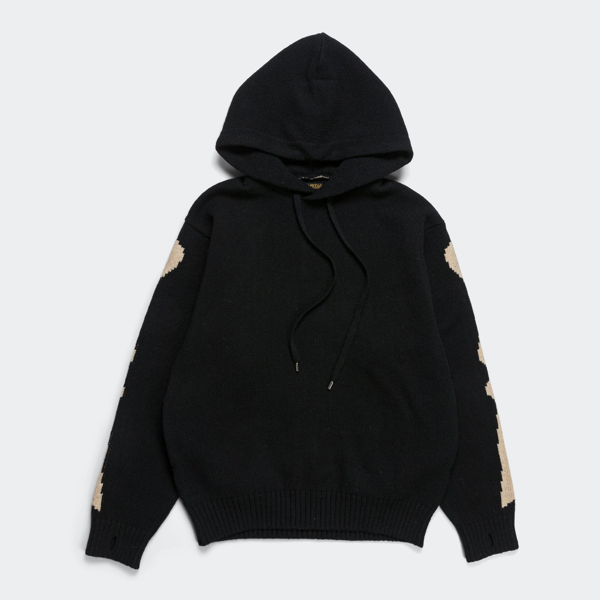 Comfy Streetwear Sporty Look 5G Wool BONE Hood Sweater - Black