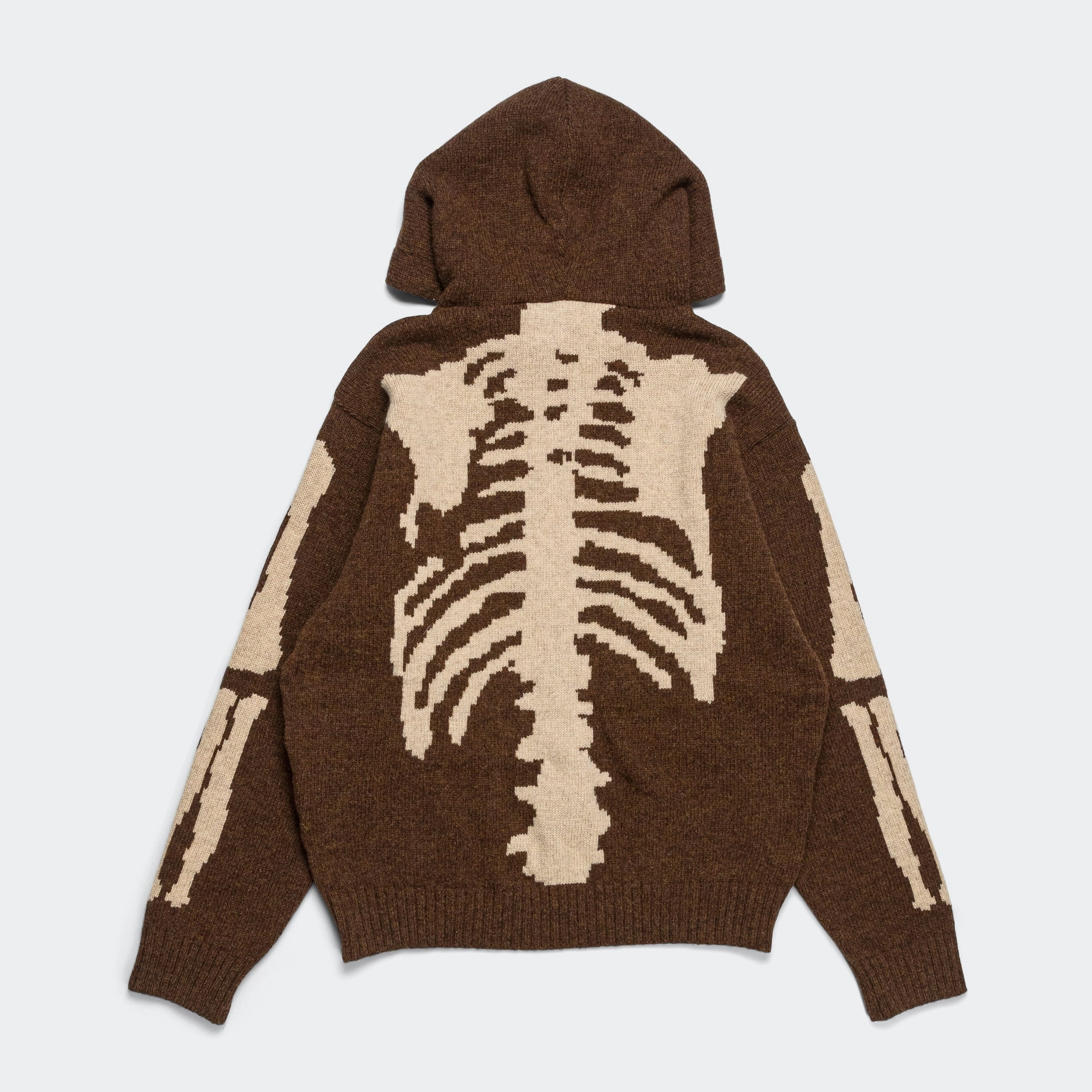 Bar Hopping Spring Wear 5G Wool BONE Hood Sweater - Brown