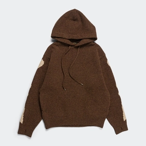 5G Wool BONE Hood Sweater - Brown product tweed warmth
