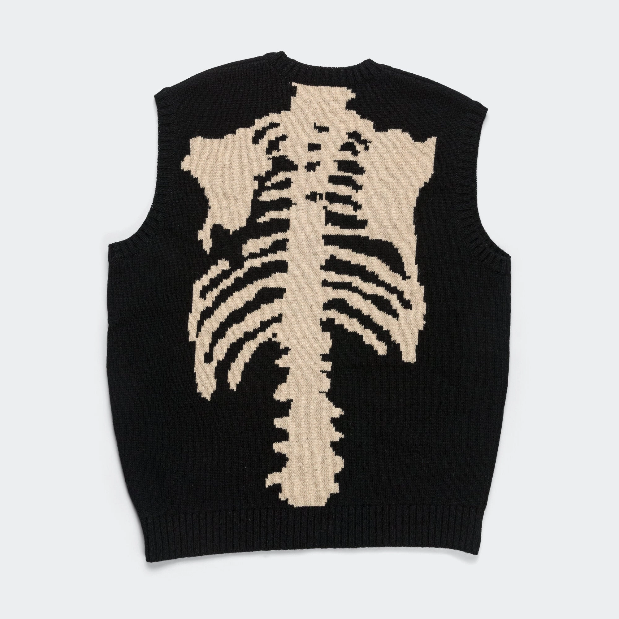 Street Look Fashion Forward 5G Wool BONE Vest - Black