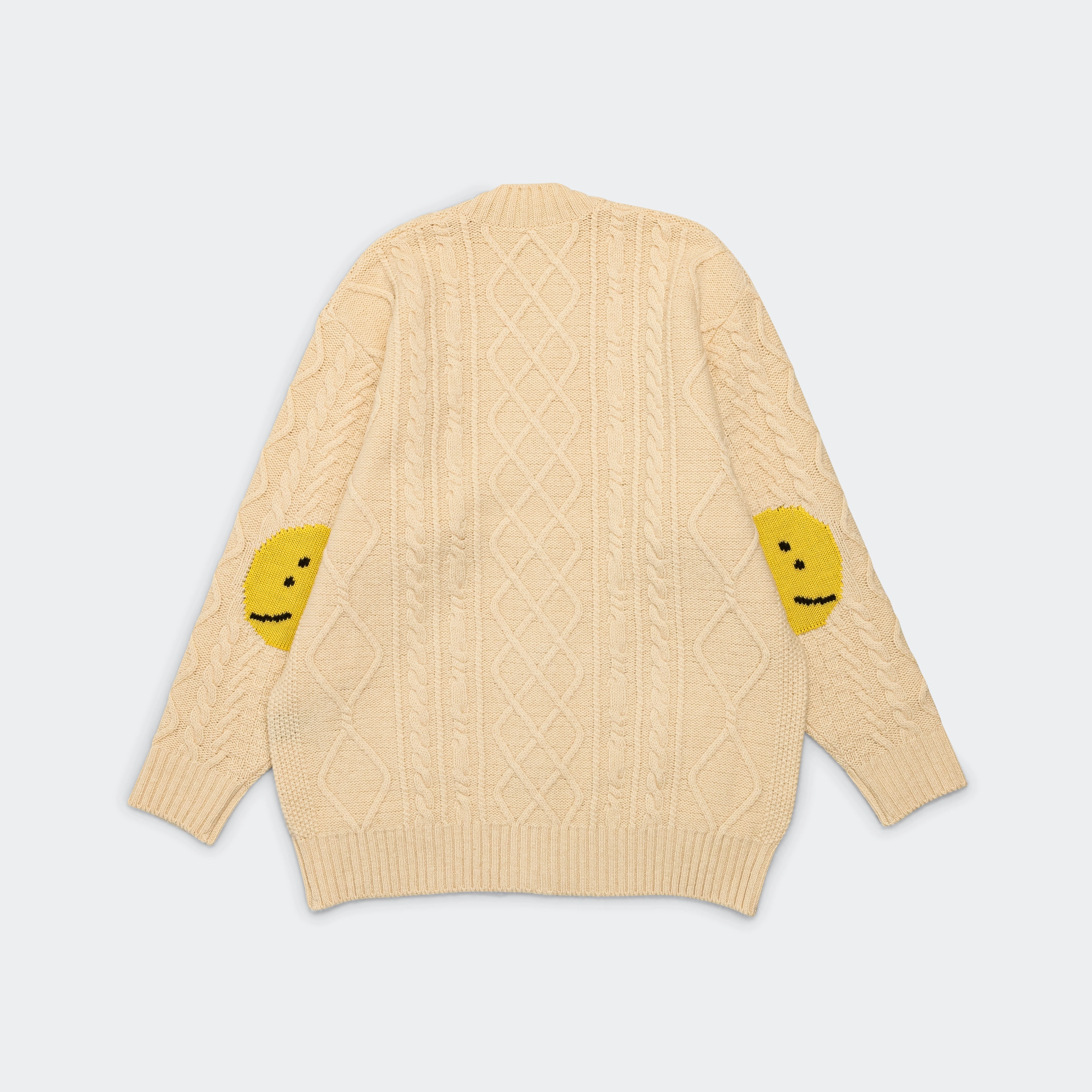 5G Wool Cable Knit PROFILE RAINBOWY Patch Cardigan - Nat StaticFree Material