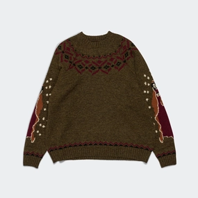 5G Wool Elbow VIRGIN MARY Nordic Sweater - Khaki Daily Outfit ShapeRetention Fabric