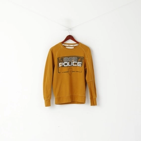 883 Police Men 3 S Sweatshirt Mustard Cotton Milano Crew Neck Sport Top Minimalist Wear