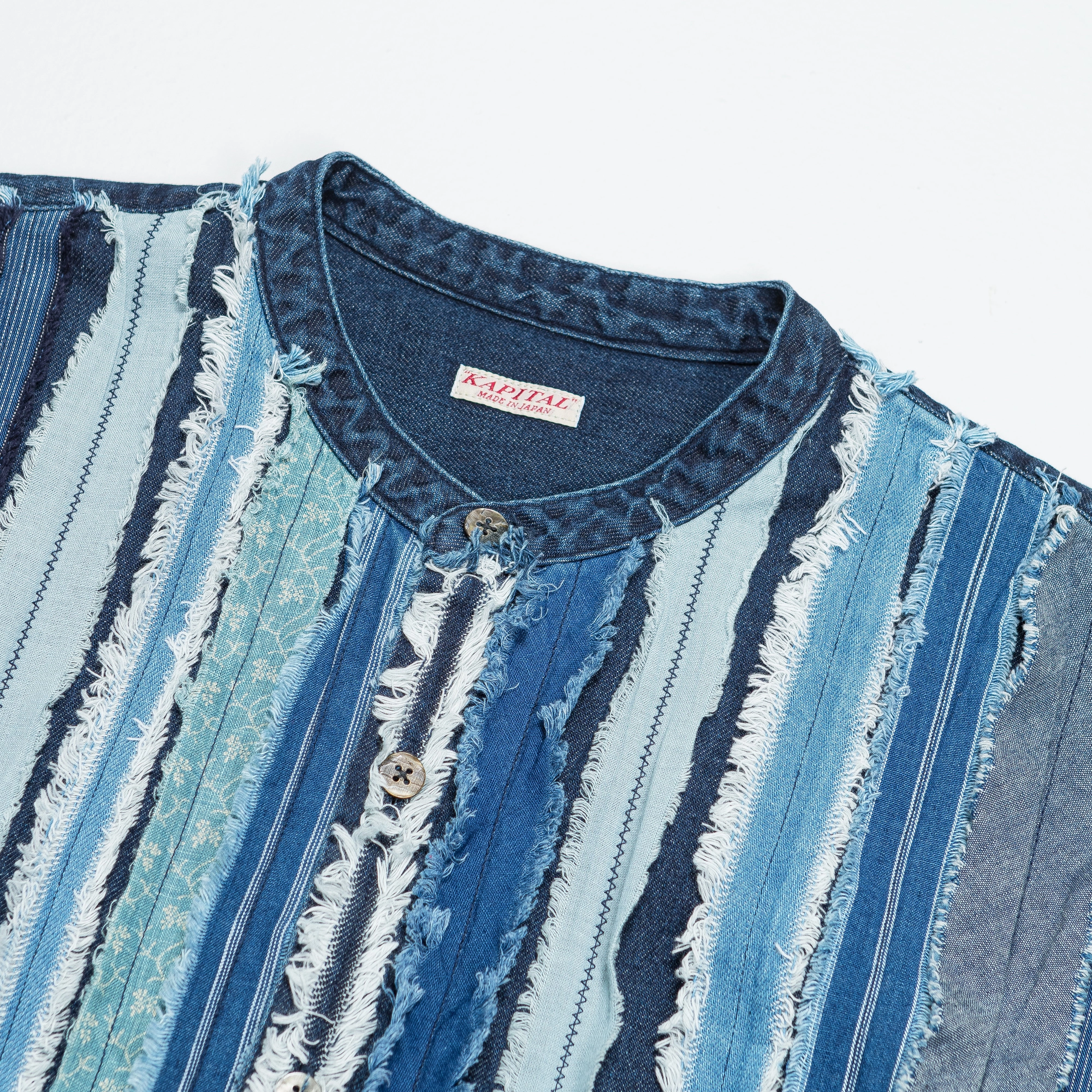 Exclusive Collection 8oz Denim HOBO Dress Band Collar Shirt - IDG