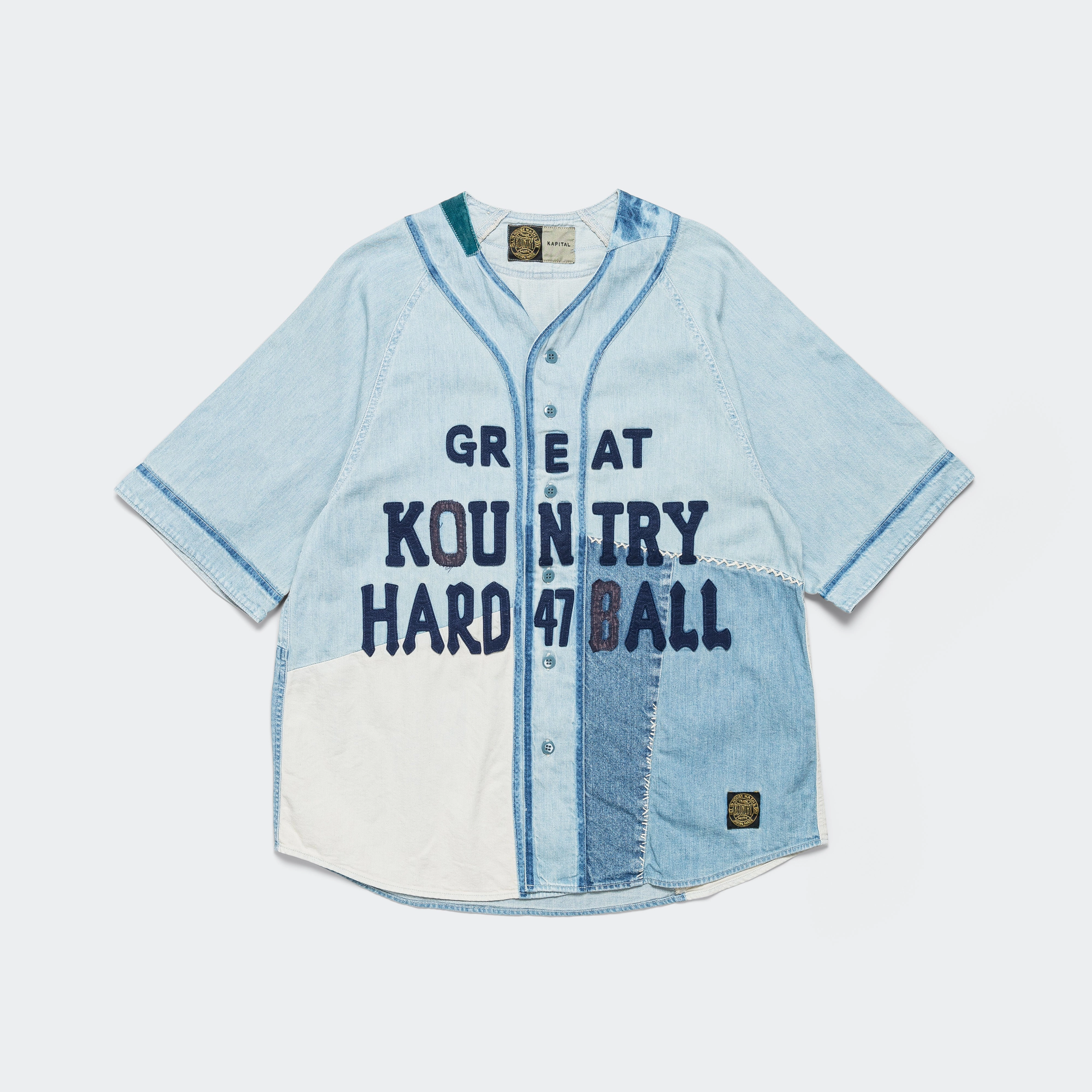 8oz Reconstruction Denim GREAT KOUNTRY Baseball Shirt - Pro high-low hem