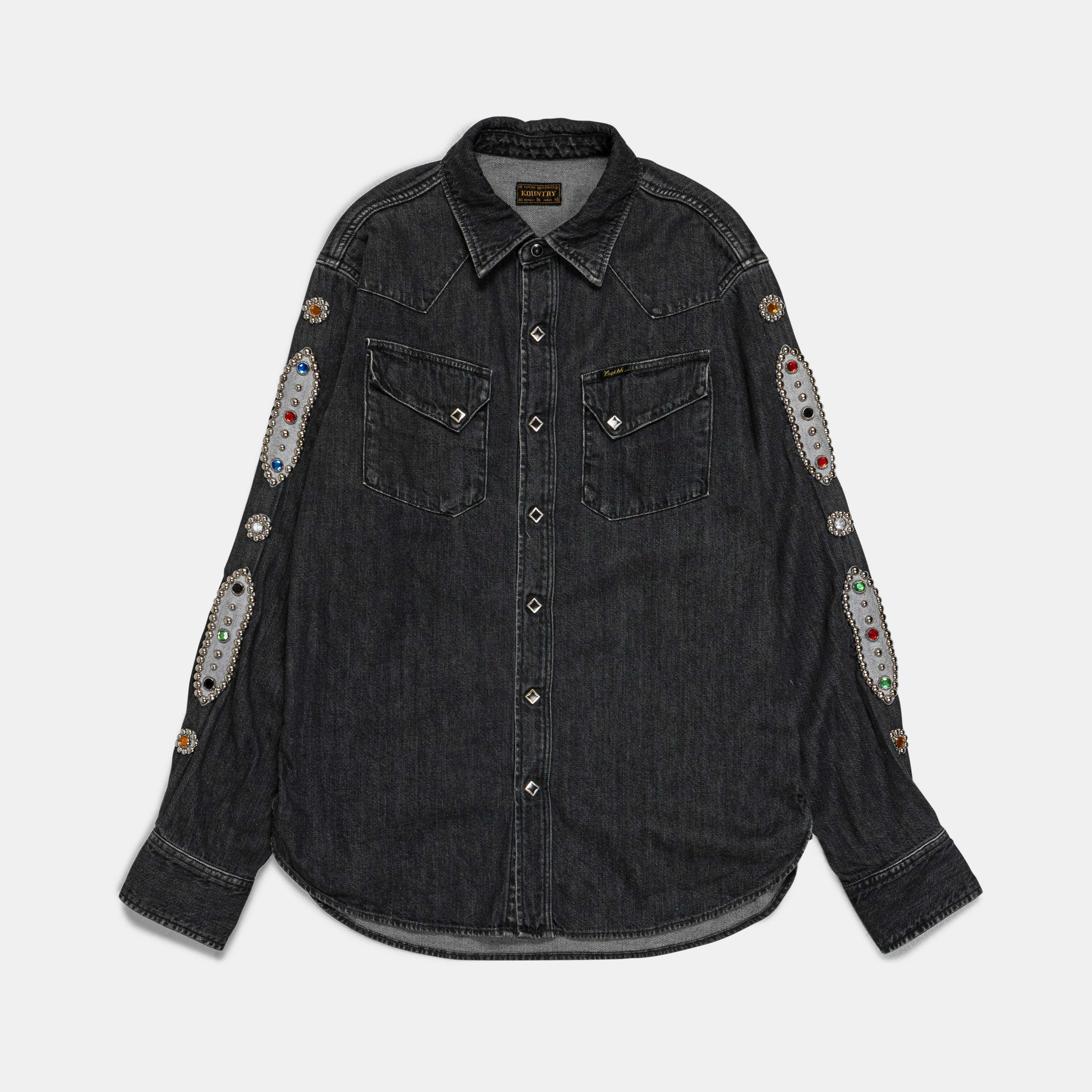 Practical Choice 8ozBlack Denim Western Shirt (STUDS) - Black