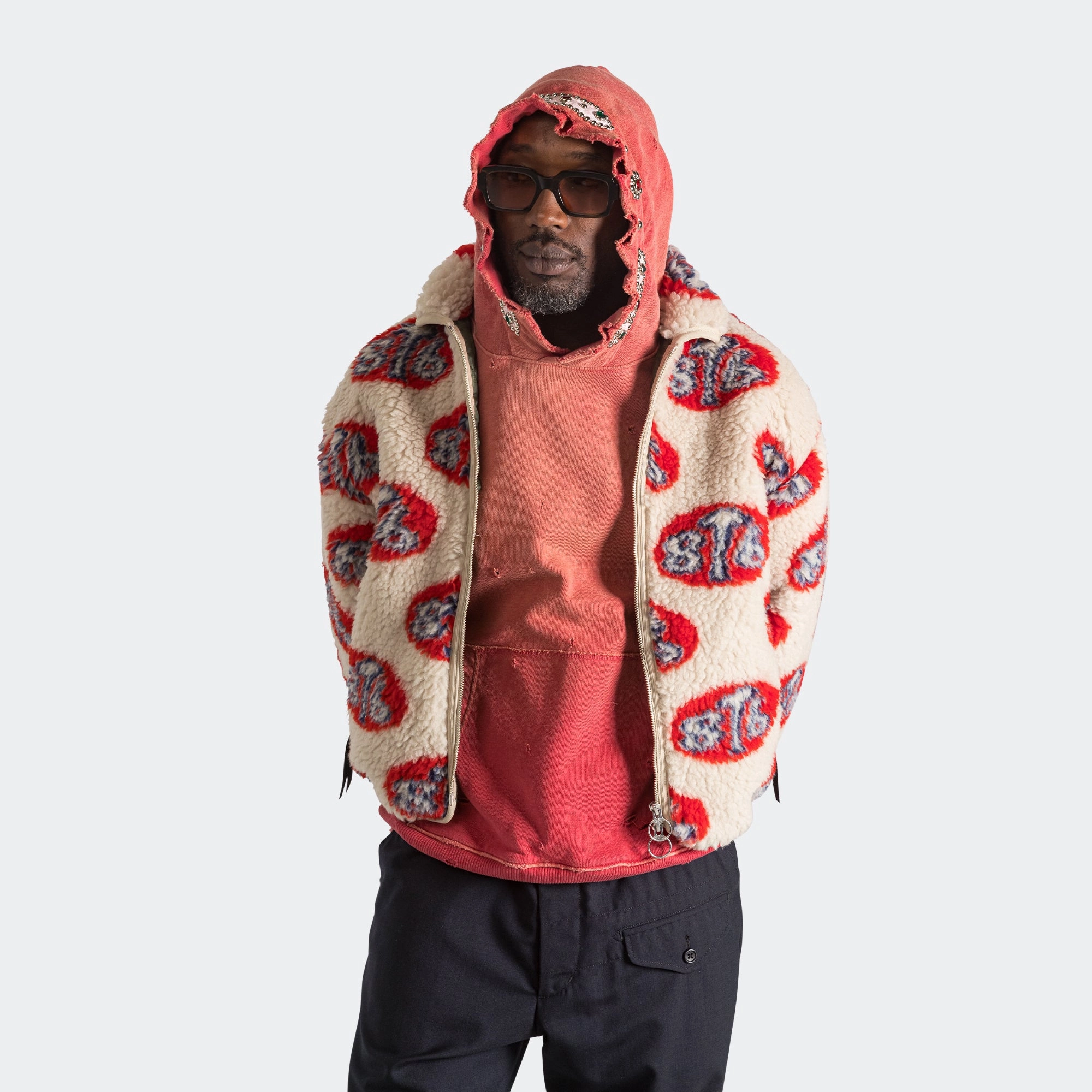 Double Layer Protection Good Material 8T6 Boa Fleece Drizzler JKT - Ecru