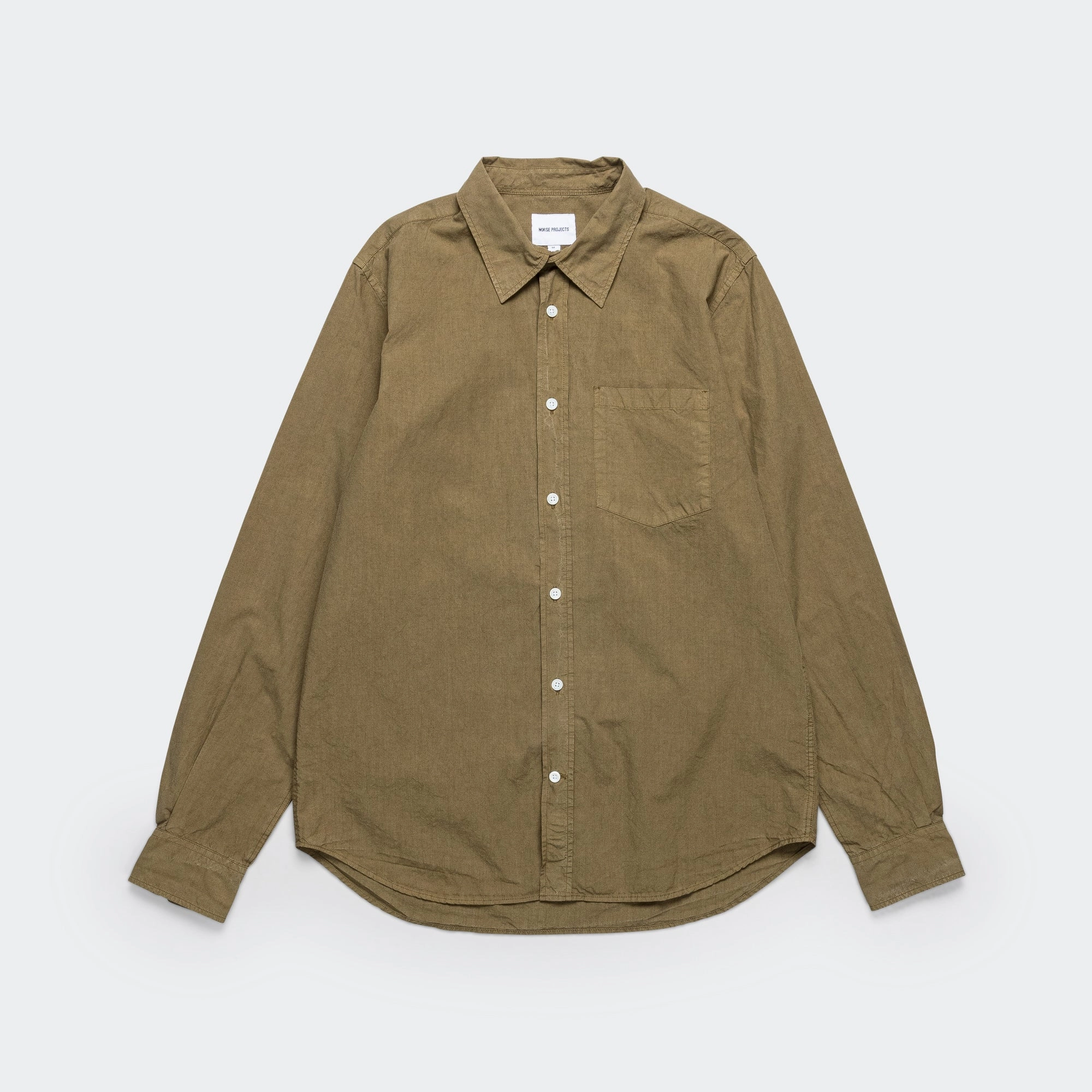 Osvald Cotton Tencel Shirt - Sitka Green Durable Thread Construction