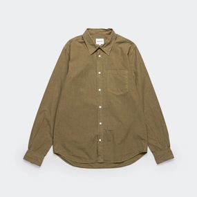 Osvald Cotton Tencel Shirt - Sitka Green Durable Thread Construction