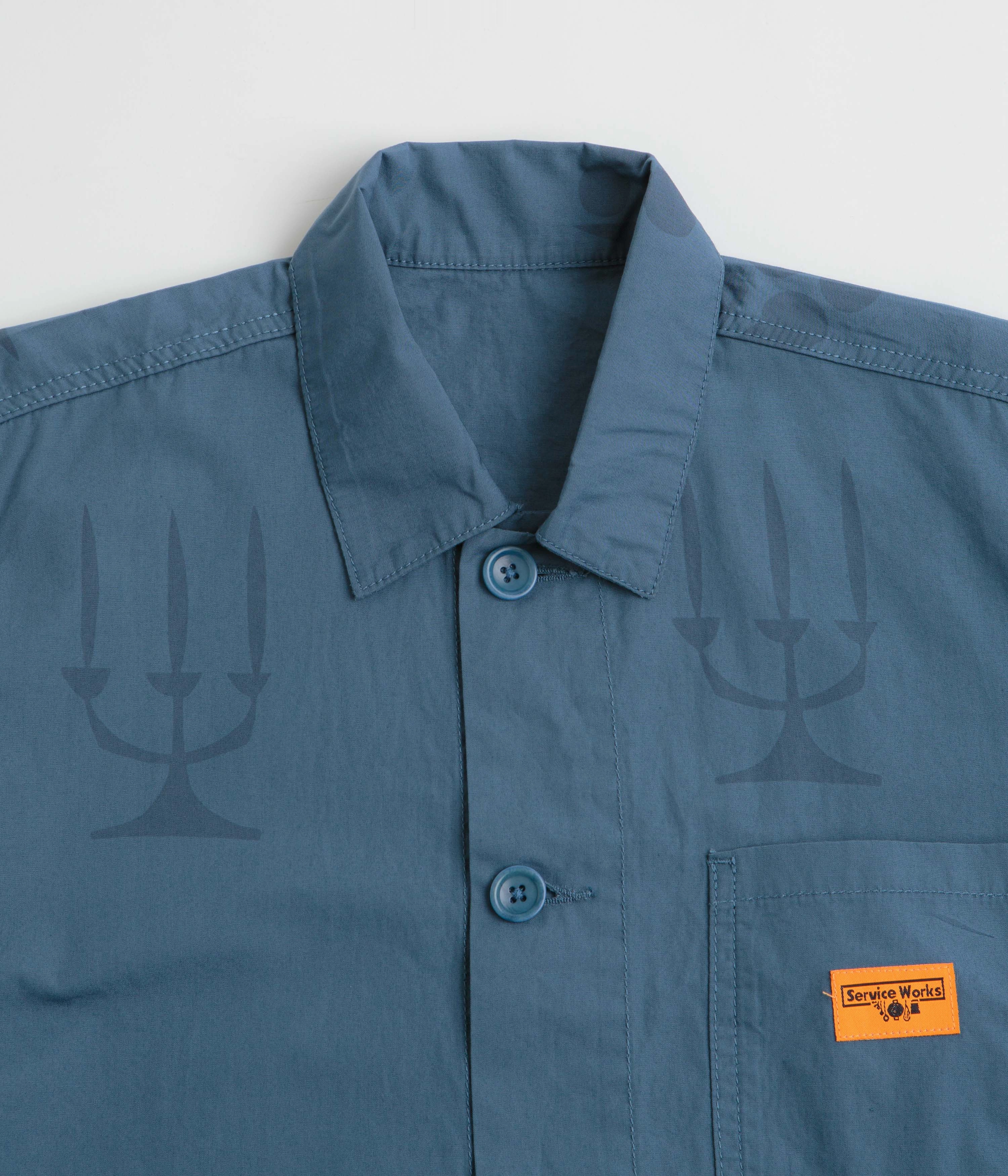Service Works Poplin Printed Chore Shirt - Slate Pocket Detailing