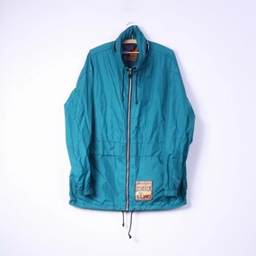 Structured Warmth plus-size Absolute Rain Protection by Elho Men L Jacket Green Zip Up Vintage 90s Hidden Hood Top