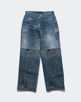 ReinforcedKnees pilling resistant Custom-Like Printed Denim Pants - Mid Blue