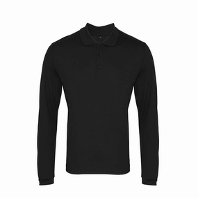 Long Sleeve Coolchecker Pique Polo Shirt | BLACK Stylish Look Smart Fit