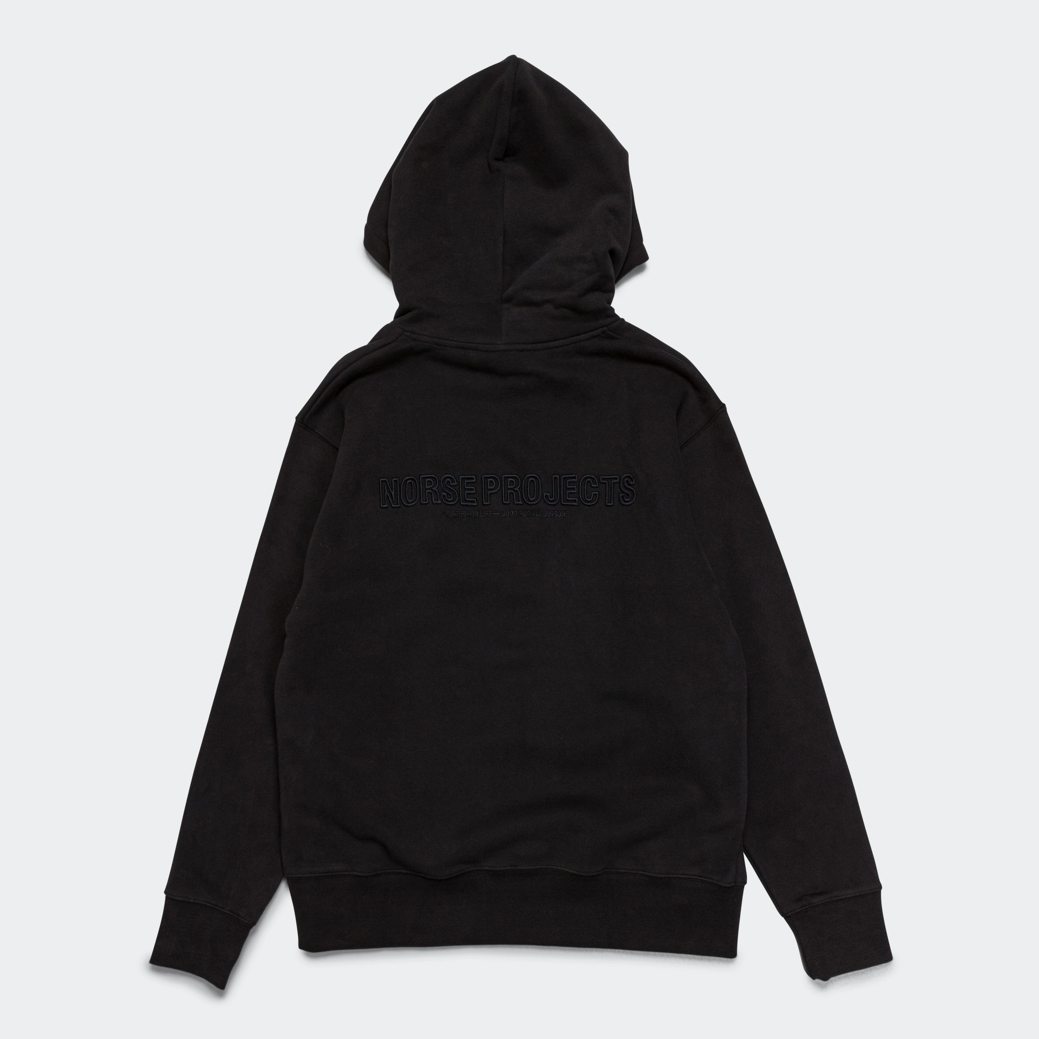 Essential Fit product handmade uniqueness Arne Relaxed Organic Brushed Fleece N Logo Hoodie - Black