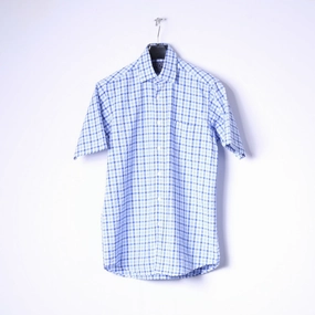 Charles Tyrwhitt Mens S Casual Shirt Blue Check Jermyn Street Cotton Top Gym Companion Fall Fashion