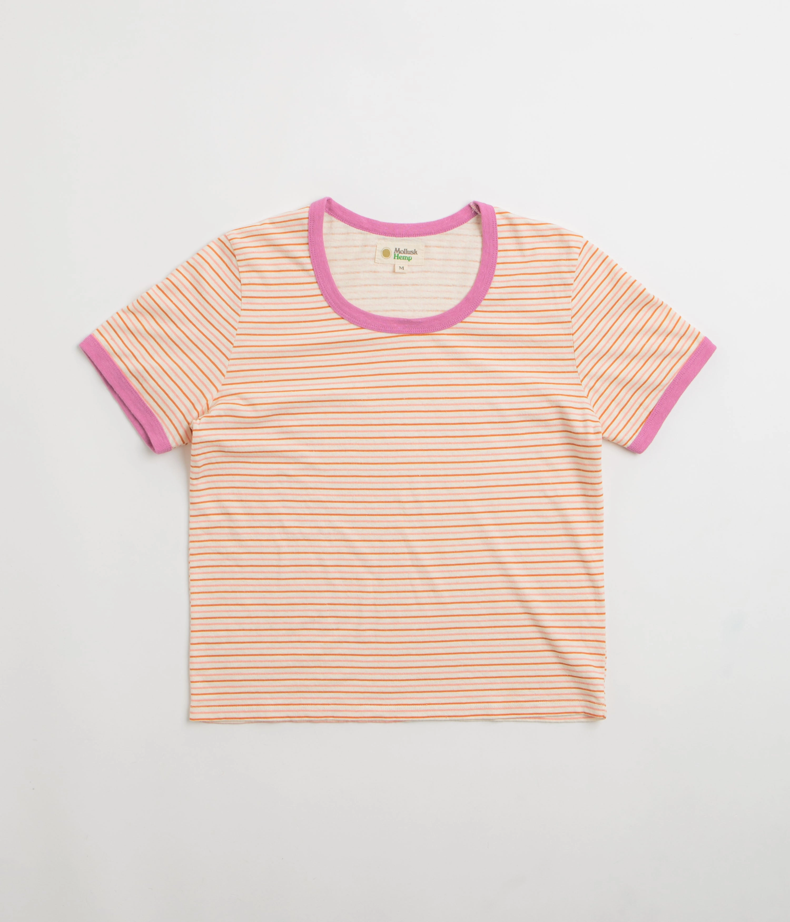 Cool Fit Comfortable Layering Mollusk Womens Ringer T-Shirt - Pink Stripe
