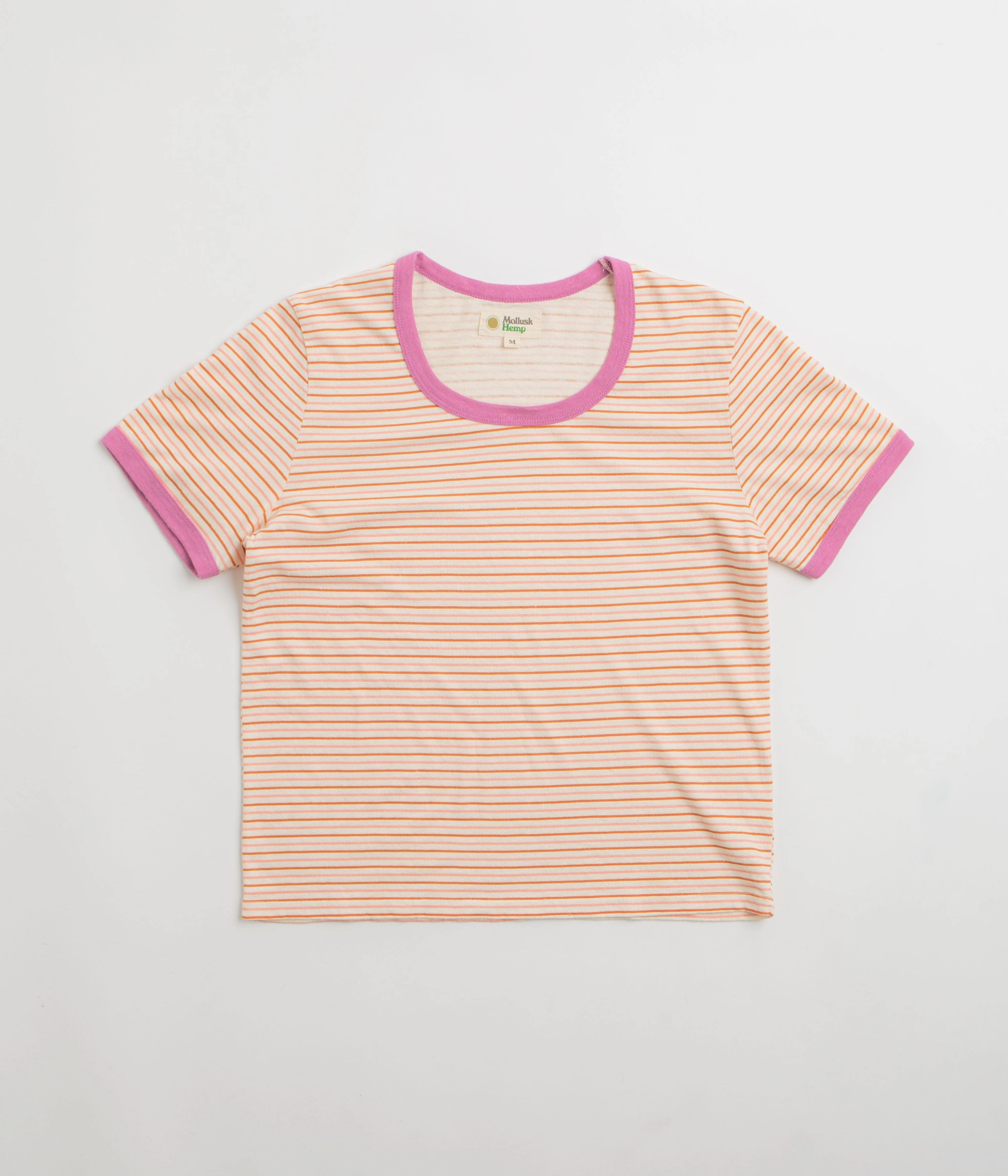 Fade Resistant Print Mollusk Womens Ringer T-Shirt - Pink Stripe