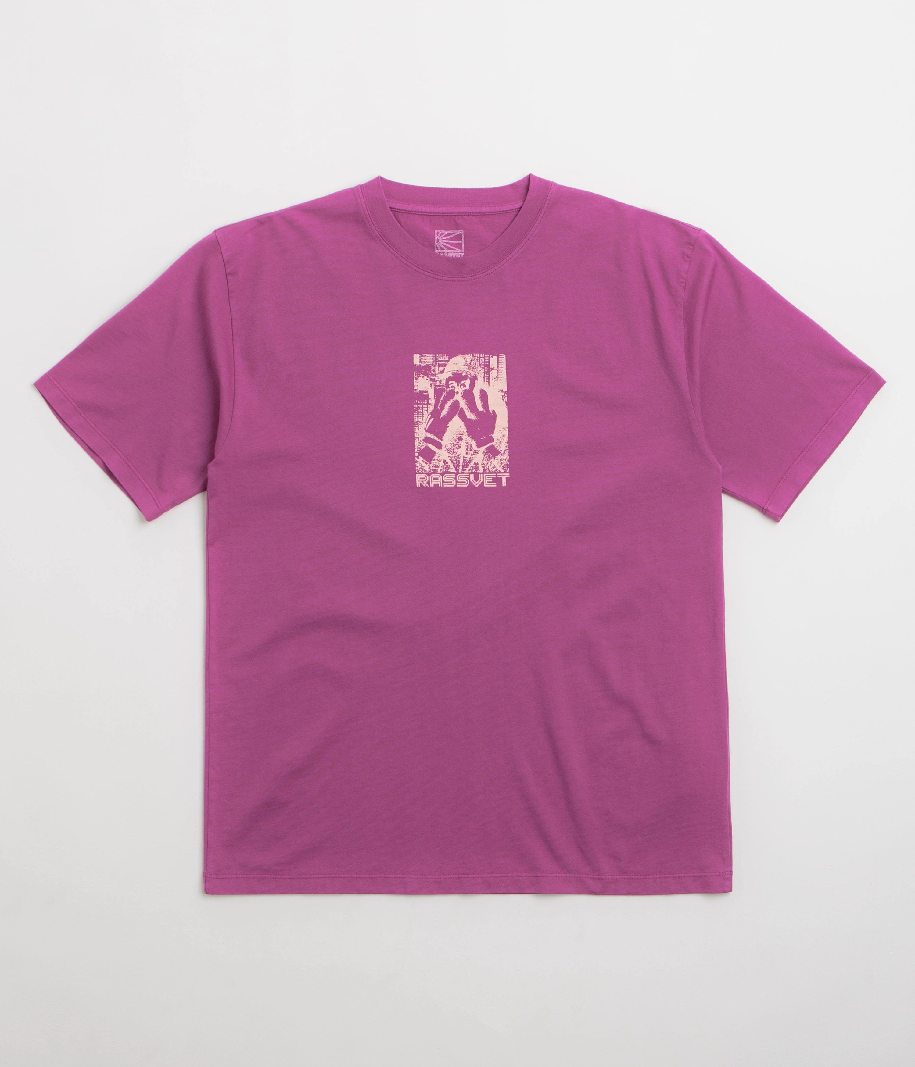 Layered Neckline Yarn Dyed Stripes Rassvet Captek T-Shirt - Magenta