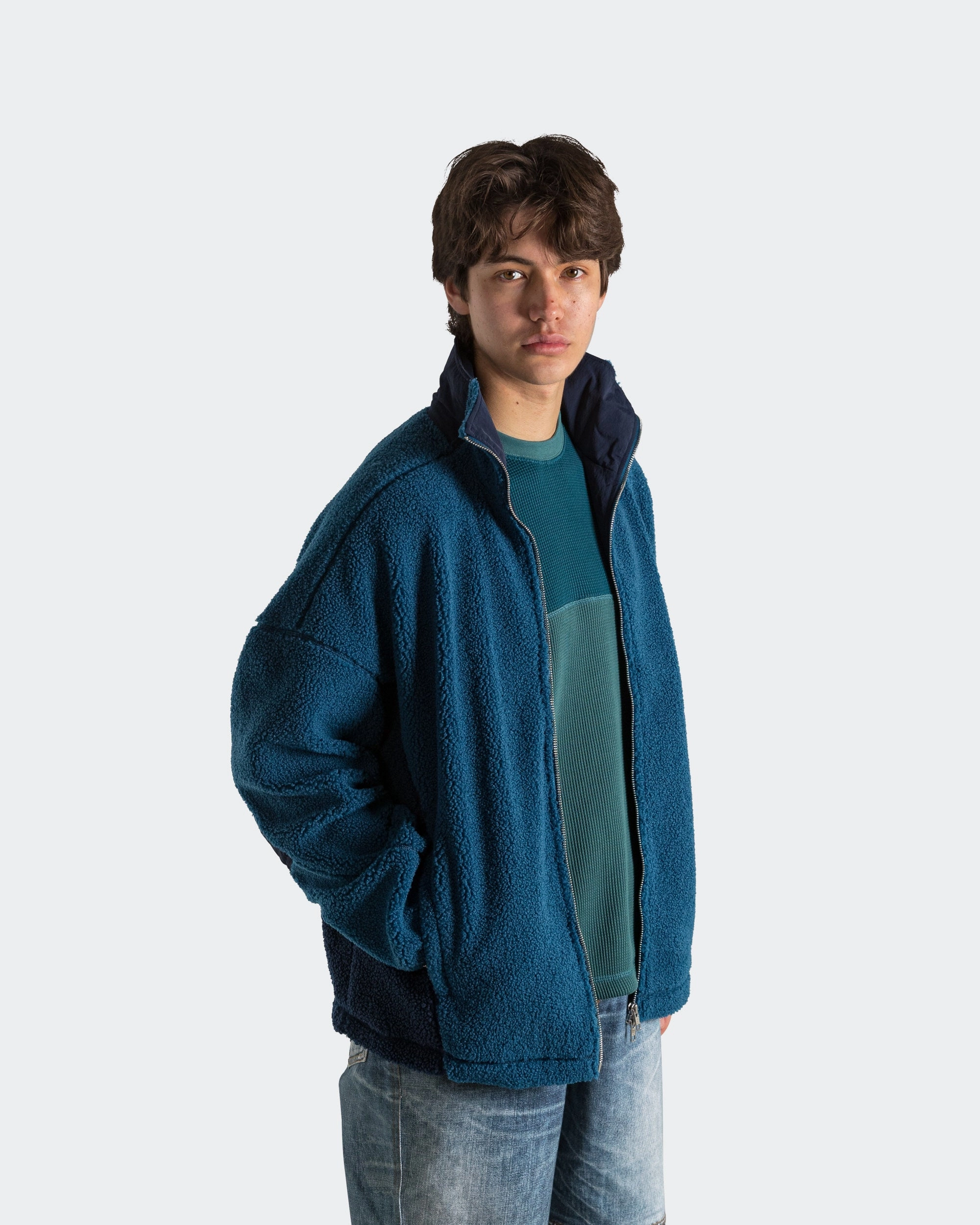 Adams BLVD Fleece Jacket - Collegiate Navy Convertible Style Smooth Zipper Glides