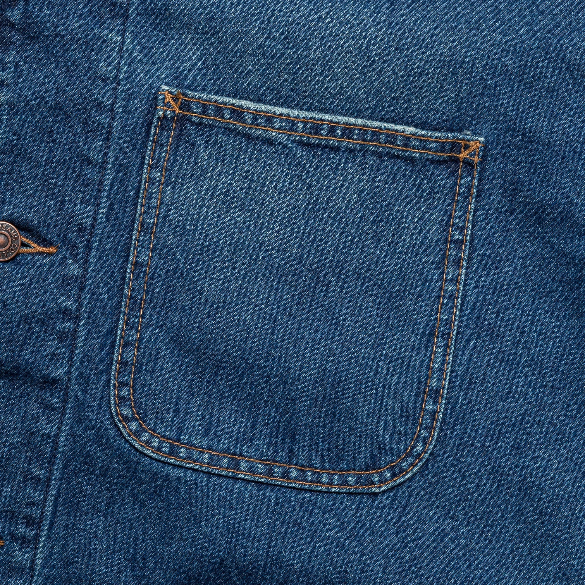 Denim Coverall Jacket - Indigo Seamless Shoulder Design Belted Style