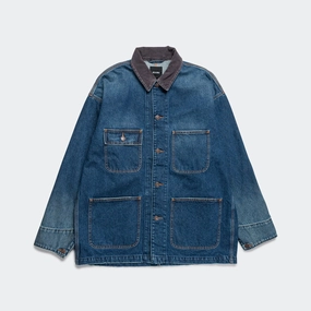 Sun Protection Fabric Denim Coverall Jacket - Indigo