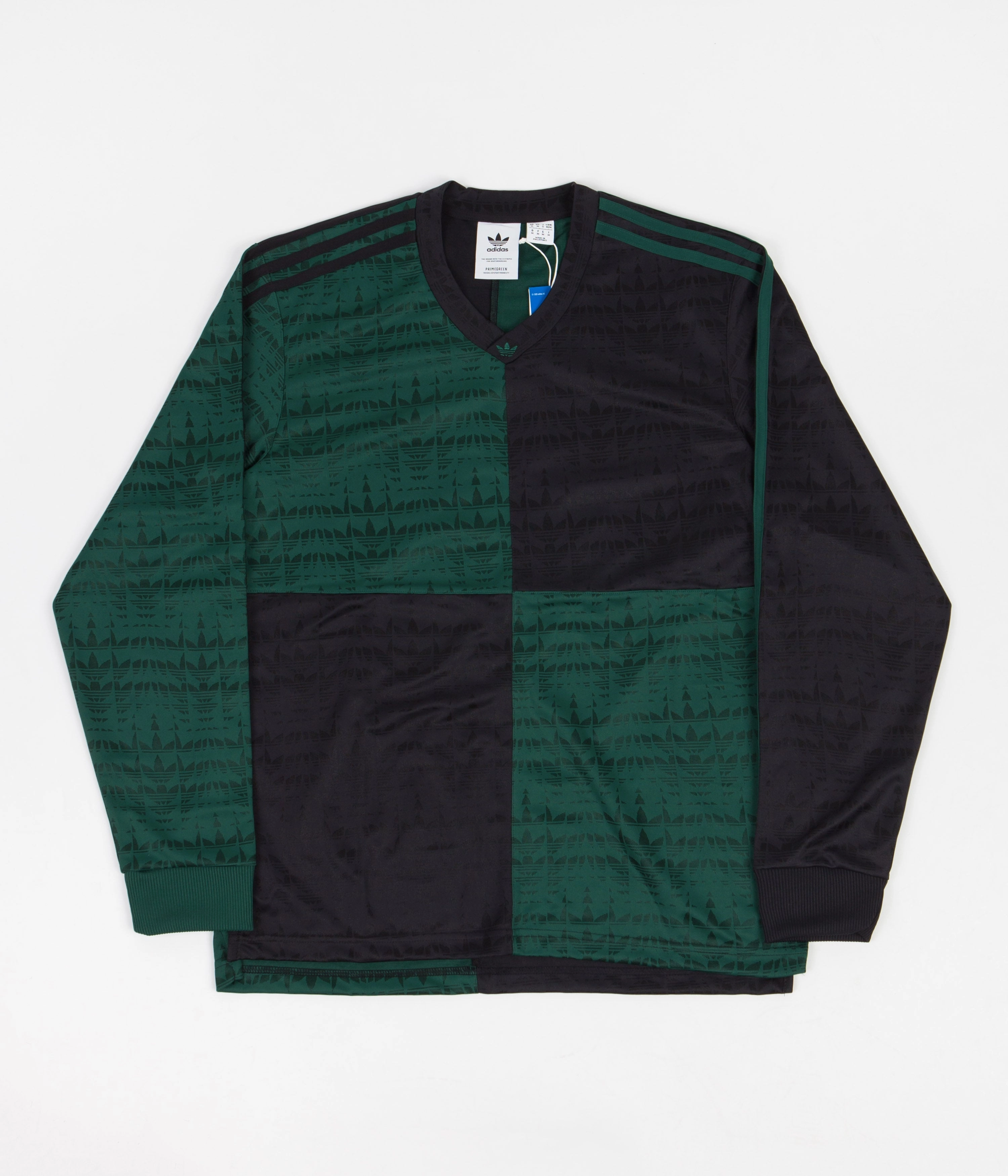 Minimalistic Wear Versatile Comfort Style Adidas Checkered Club Long Sleeve Jersey - Collegiate Green / Black