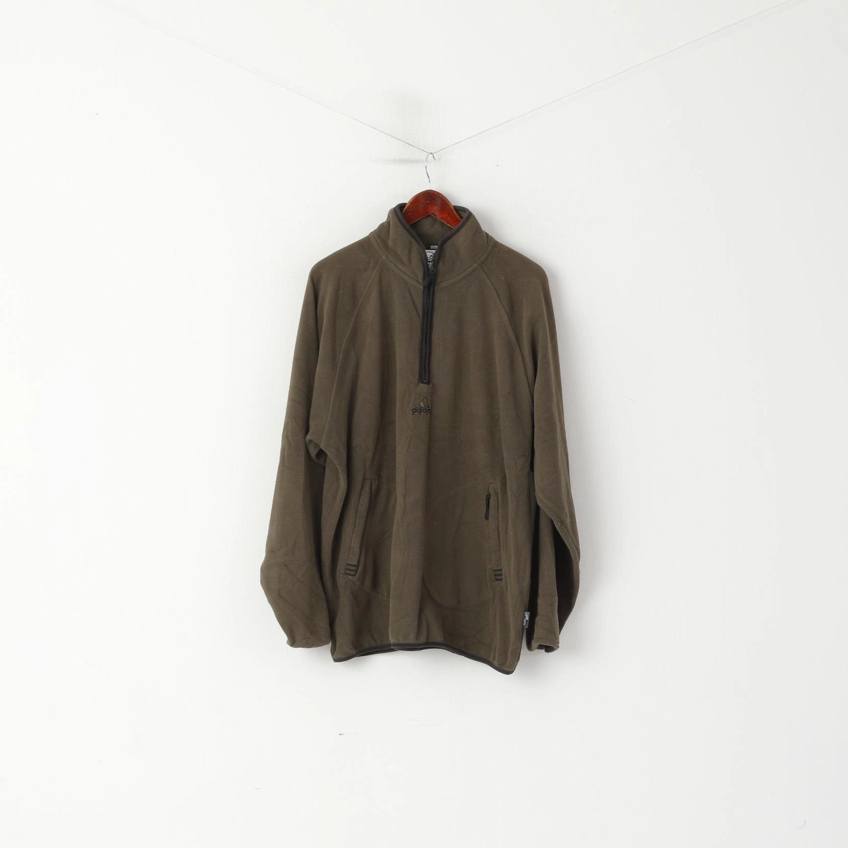 Stylish Relaxed Vibe Adidas Golf Men L 186 Fleece Top Green Sportswear Zip Neck Climawarm Top