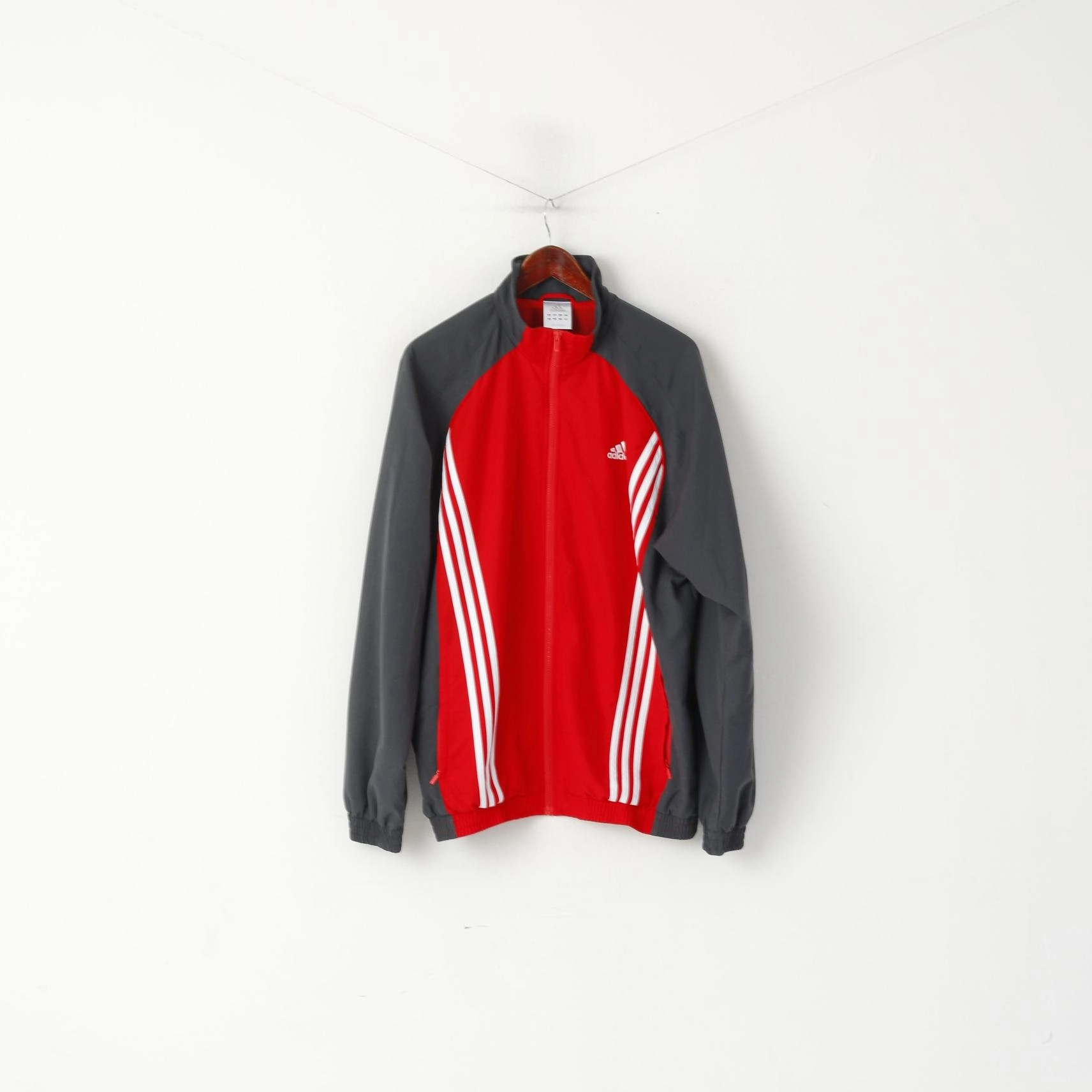 Urban Comfort Adidas Men 186 XL Jacket Red Bomber Vintage Full Zipper Activewear Sport Top