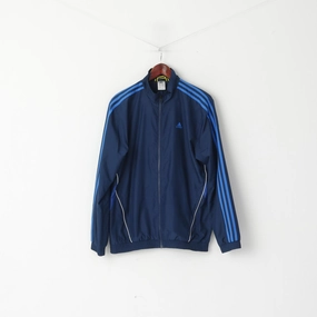 Adidas Men 38/40 M Jacket Navy Training Activewear Bomber Zip Up Top All Weather Protection