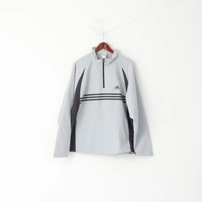 Windproof Shield Adidas Men 42/44 L Jacket Grey Pullover Zip Neck Activewear Sport Top