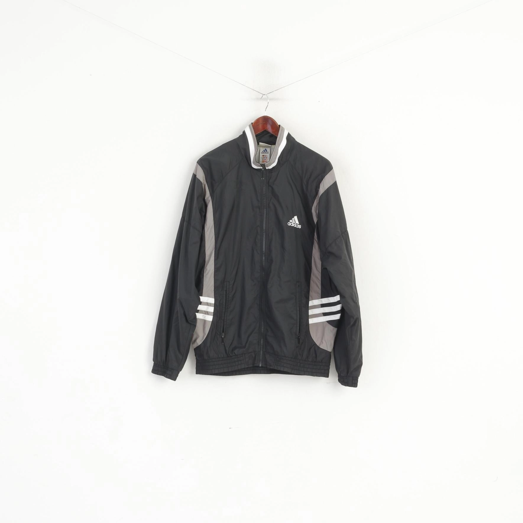 Comfort Focused Design Adidas Men L 186 Jacket Black Vintage Nylon Bomber '00 Full Zipper Track Top