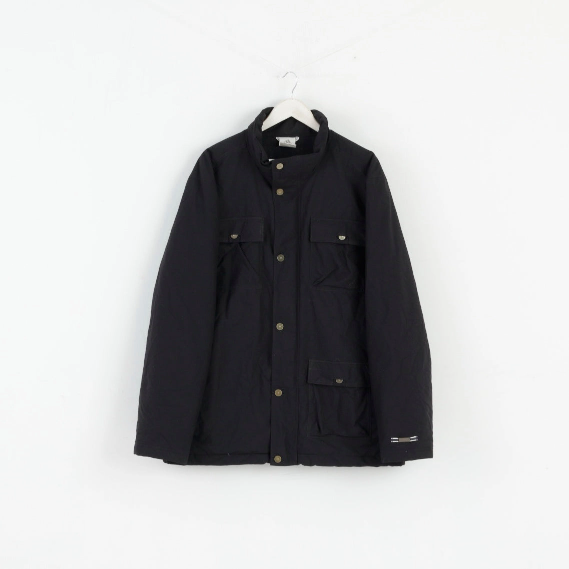 suitable for dance parties Comfort Fit Adidas Men L Jacket Black Nylon Waterproof Full Zipper Multi Pocket Top